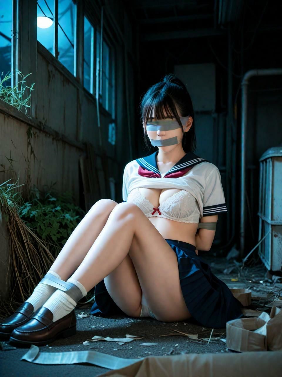 夜の廃墟で、セーラー服と。（500枚）【実写系AI超リアルCG集ult】 画像3