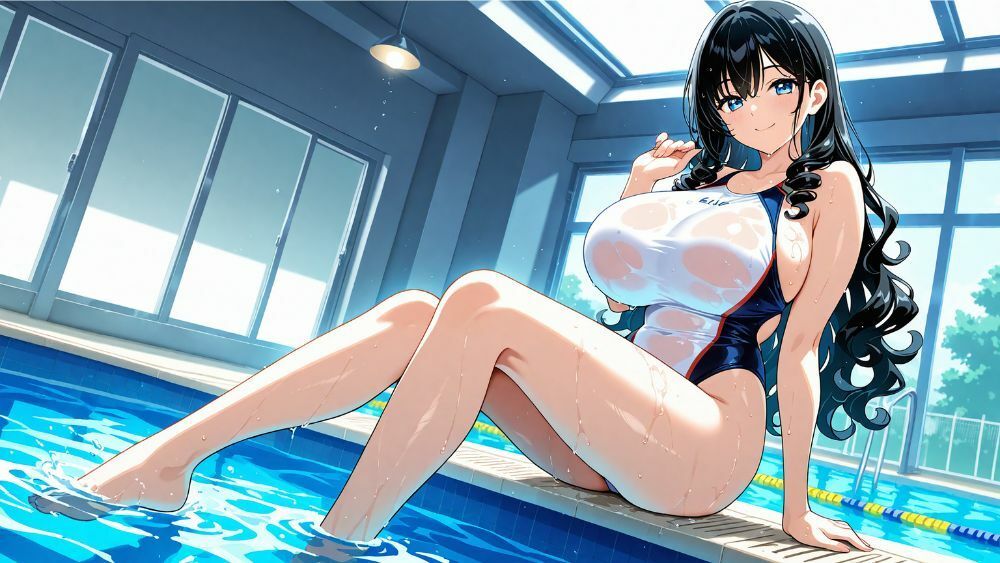 白スク水の清楚姉妹が水泳コーチと孕ませ交尾三昧【4K】 画像5