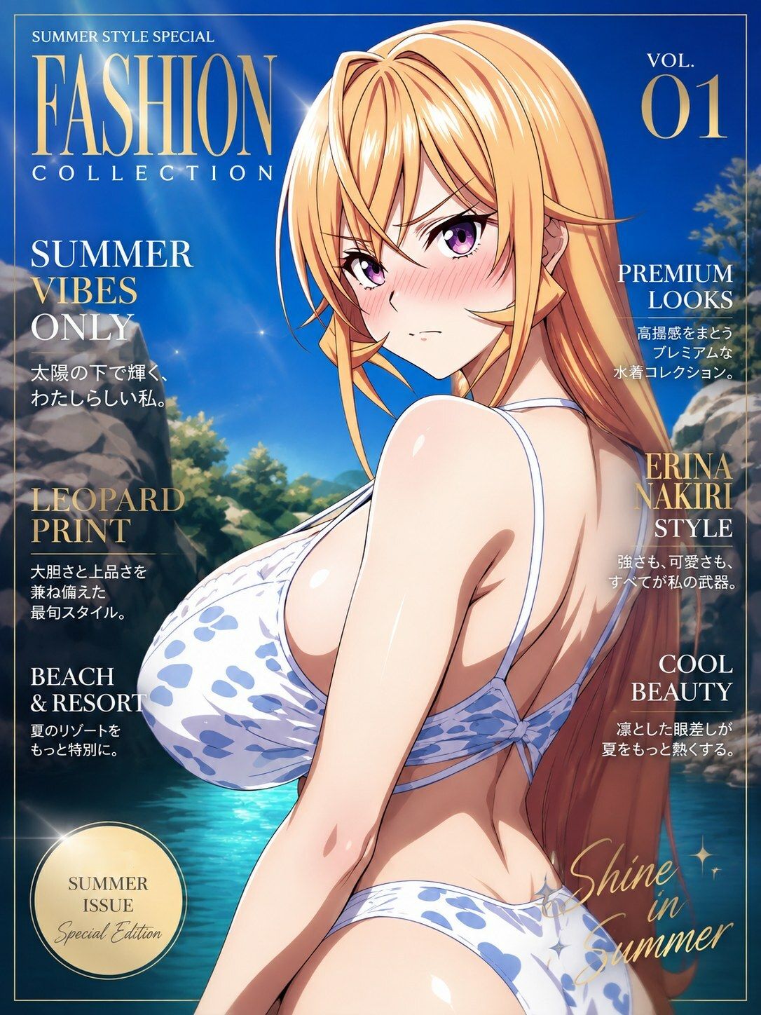 薙切えりなヒョウ柄ビキニファッションコレクション 画像1
