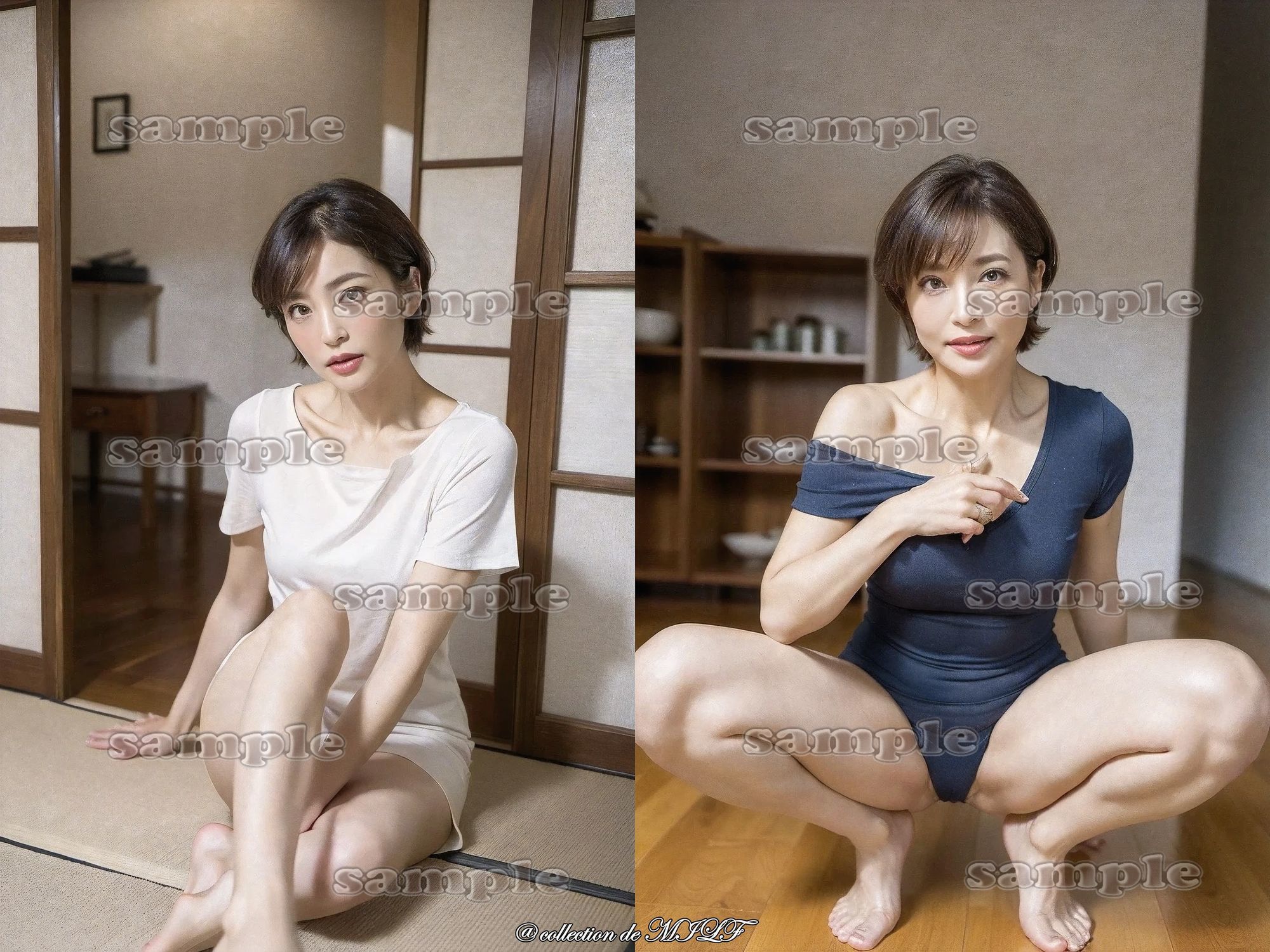【AIグラビア】熟女しゃがみ姿の作品画像 1