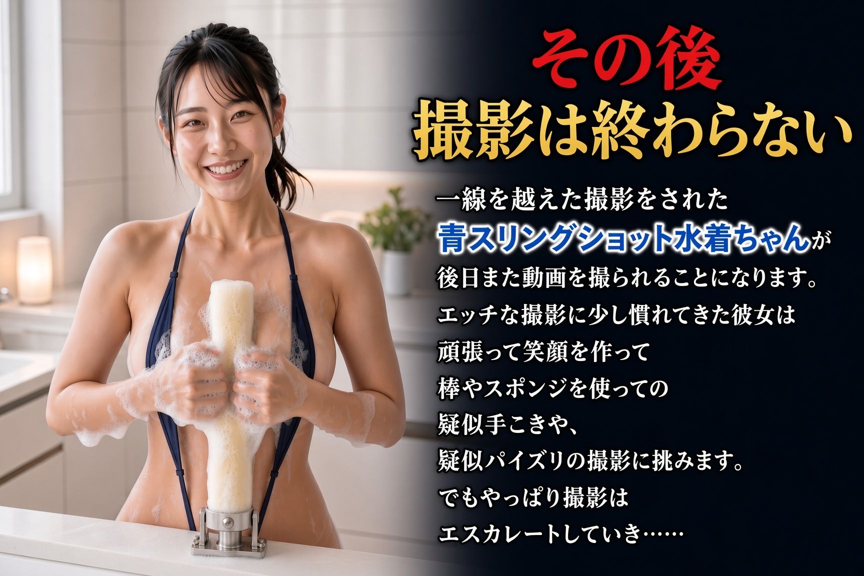 セクシーな水着撮影だったはずなのに…… 新人グラビアアイドルが裏切られ、ポルノ動画を撮られ、淫語まじりの恥ずかしい宣伝文句を言わされるまで 青スリングショット水着ちゃん篇 5枚目