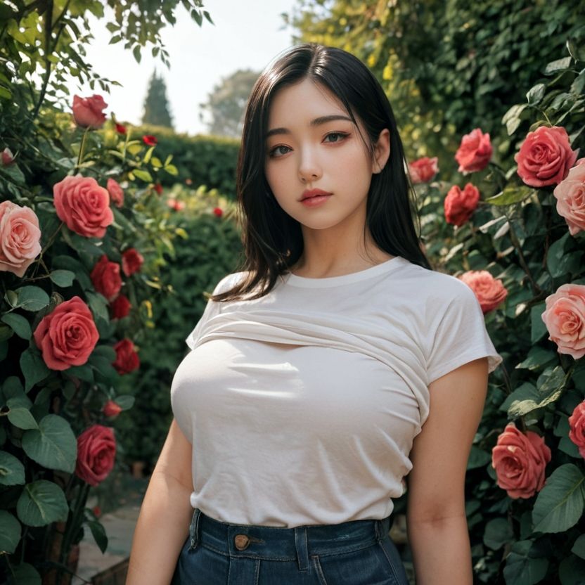 ローズガーデンでおっぱいを見せてくれるお姉さん(セリフなし AI画像集) 画像10