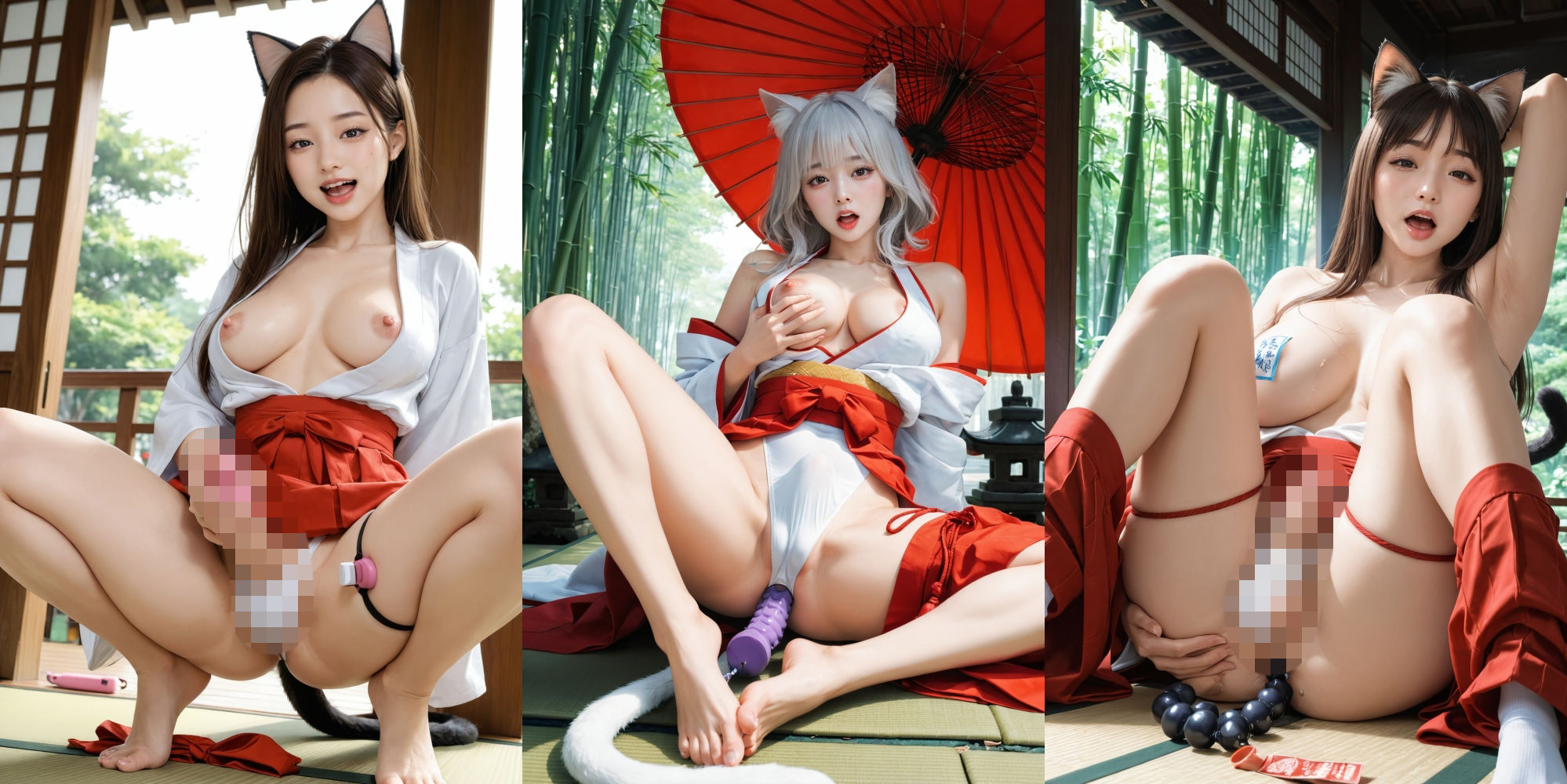 猫耳ふたなり巫女さんの穢されたアナル 画像5