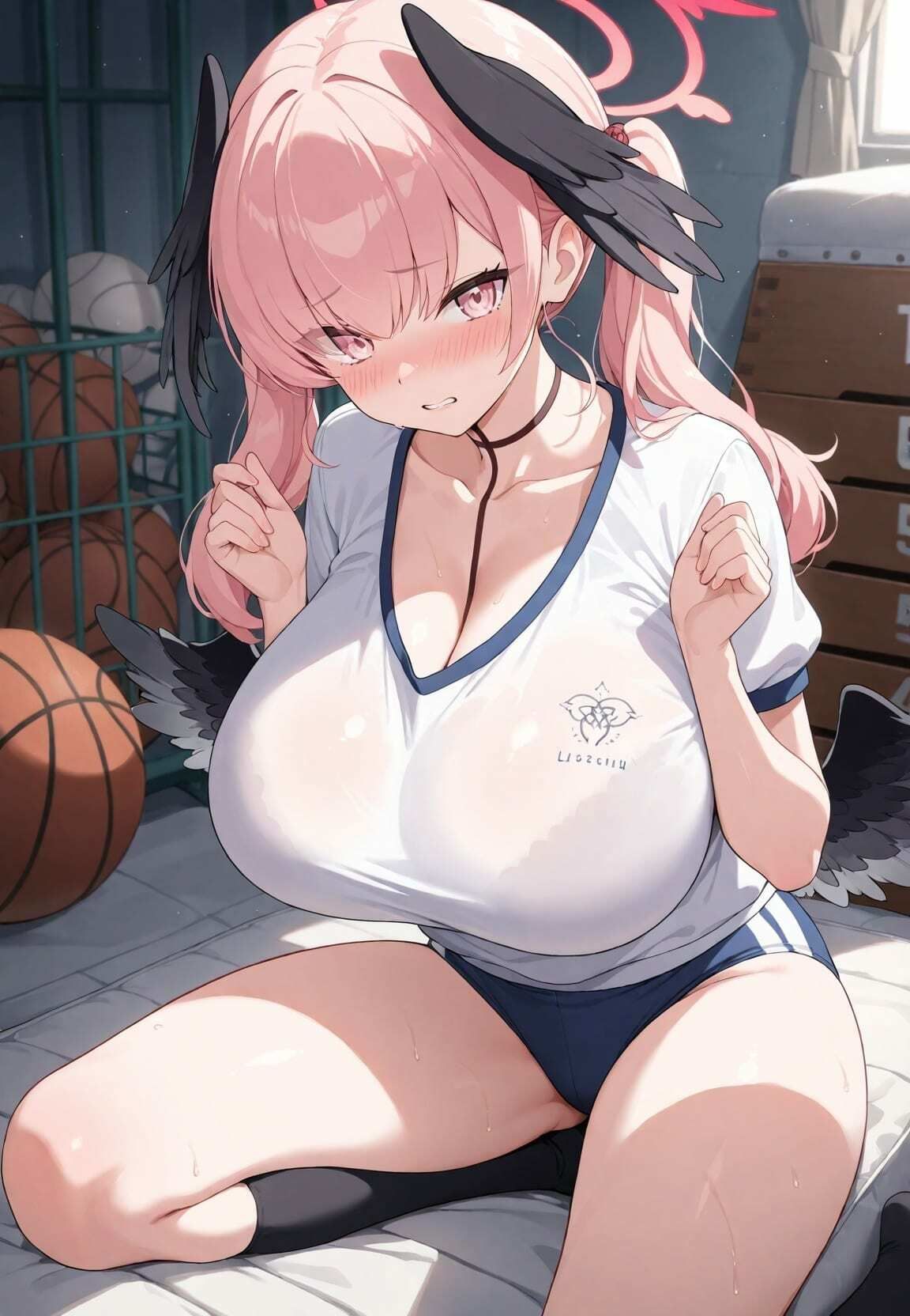 巨乳エロボディ制服J〇寝取って密着コスラブえっち ブ〇ーアーカイブ5 画像4