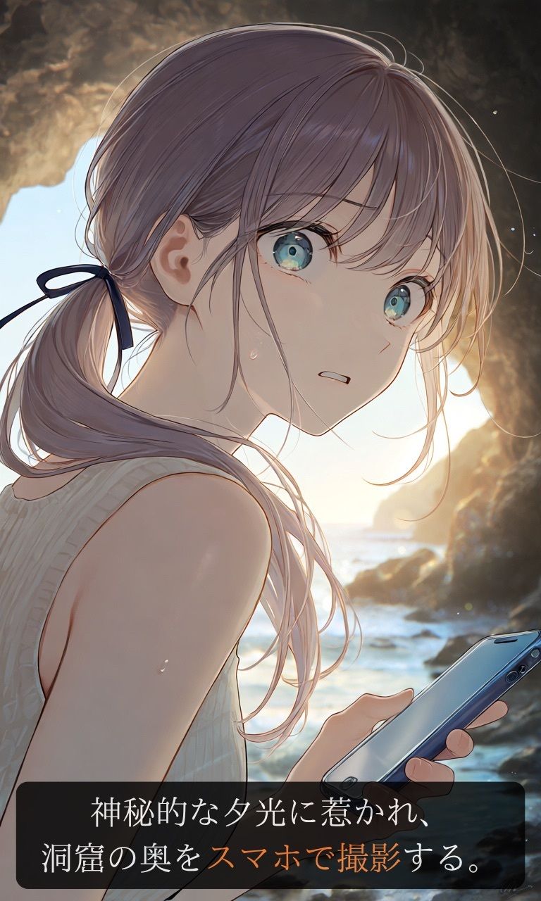【ストーリー×イラスト｜Short】海を愛する文学少女、黒い人影に呼吸を奪われる海蝕洞【ニーソックス/首絞め/絶対領域/美少女】 画像3