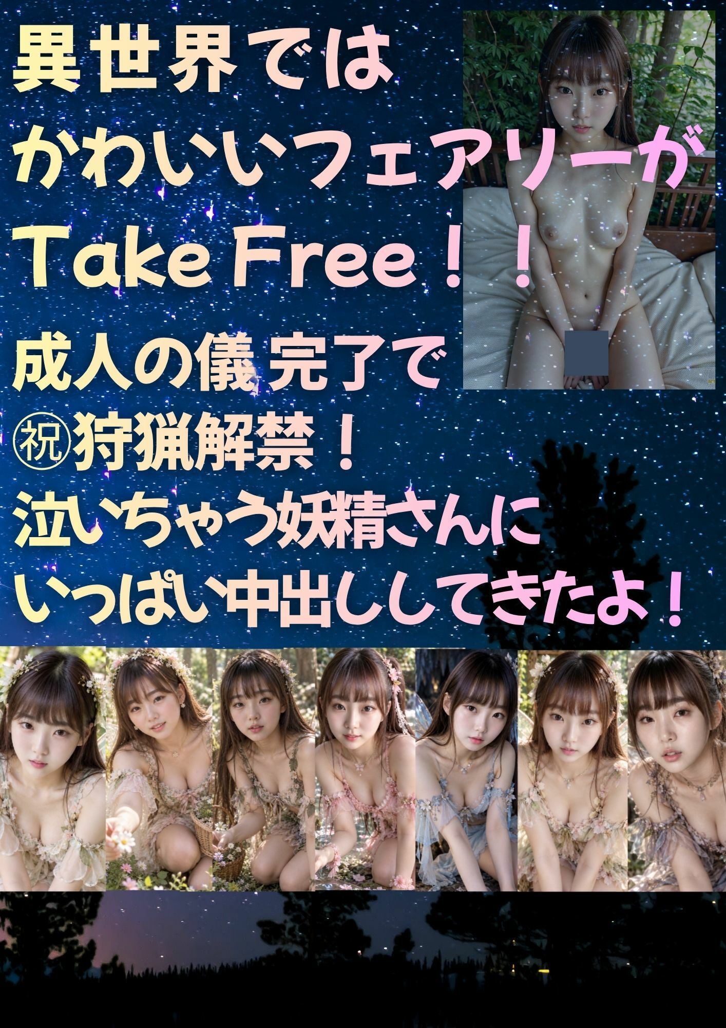 異世界では かわいいフェアリーがTake Free！！成人の儀 完了で 祝狩猟解禁！ 泣いちゃう妖精さんに いっぱい中出ししてきたよ！