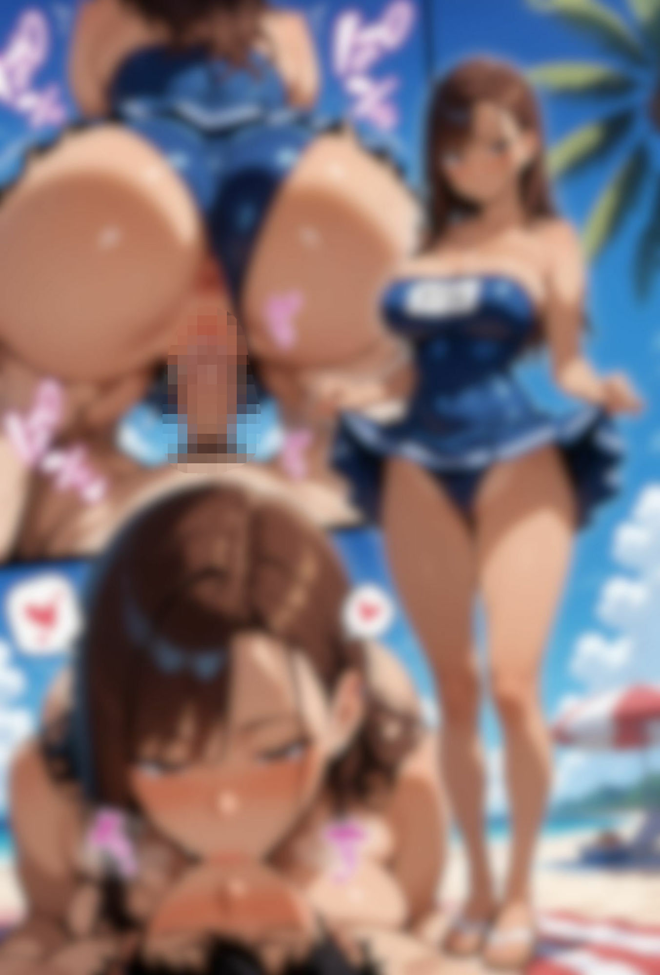 爆乳、黒ギャルとビーチで水着でエッチ（高画質）の作品画像 3