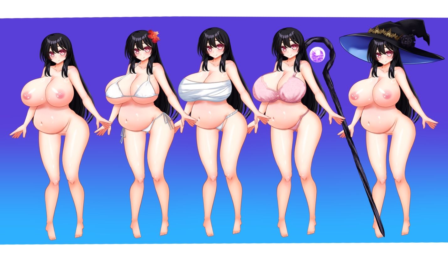 立ち絵素材 黒髪の女の子（ボテ腹）の作品画像 2