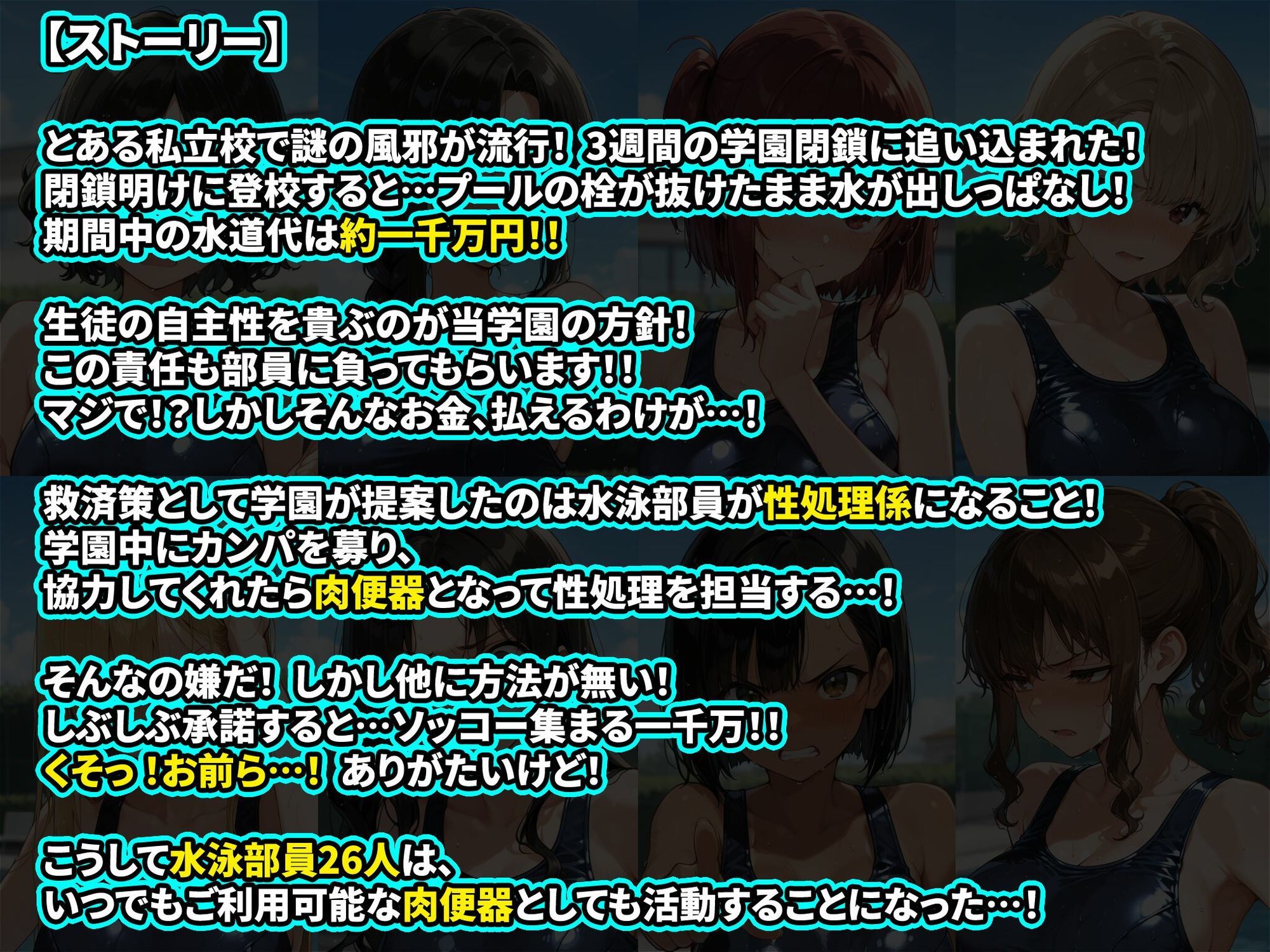巨乳水泳部員26人高額水道代をカンパしてもらう代わりに学園の肉便器になる 即堕ち3コマ サンプル画像 8