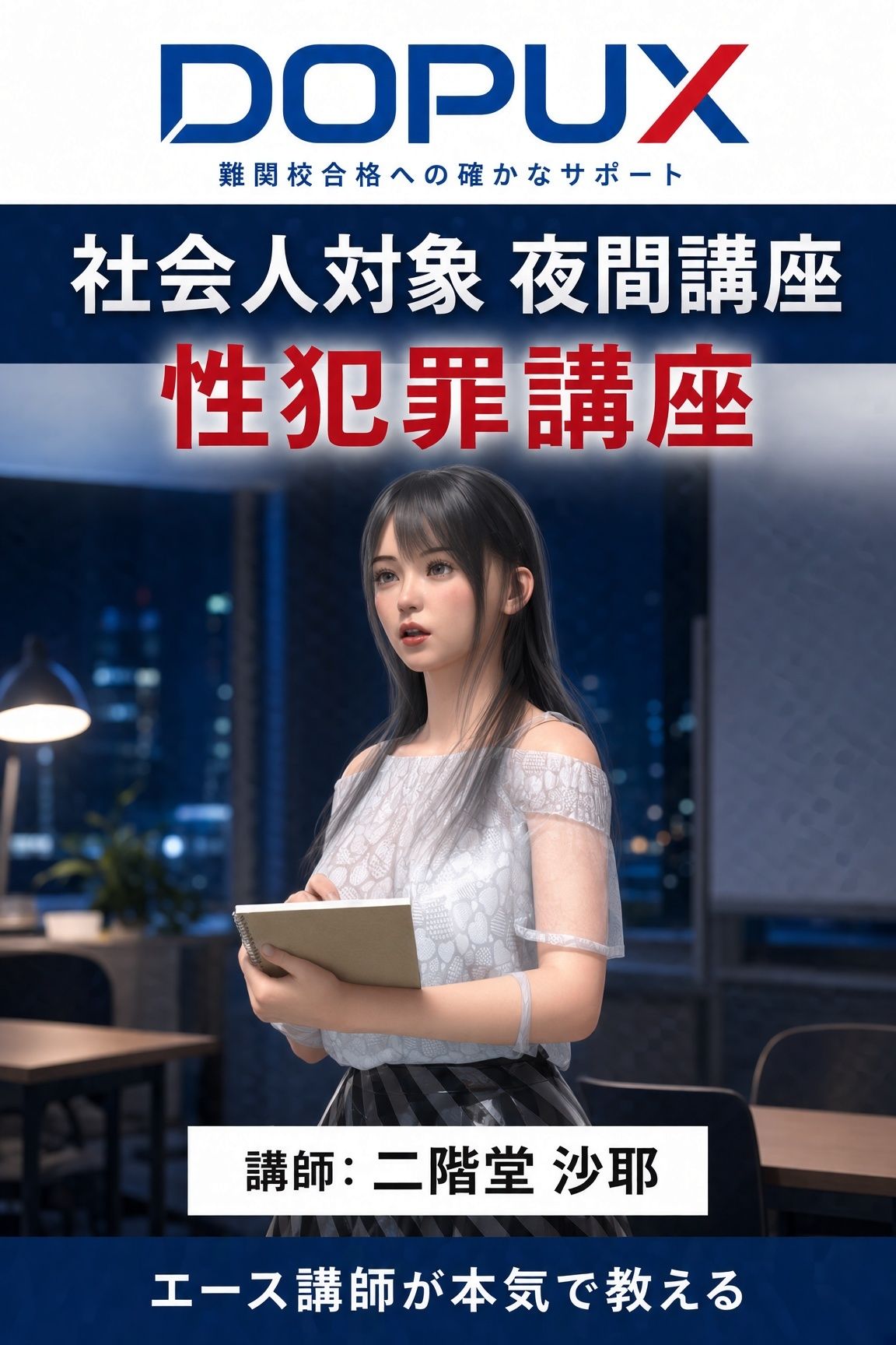 【△20】パンチラガチャ★二階堂 沙耶 大学に進学し強豪予備校『DOPUX（ドピュックス）』で社会人向け講座（性犯罪）を教える名物講師に！（Vol.009:集団強●罪）
