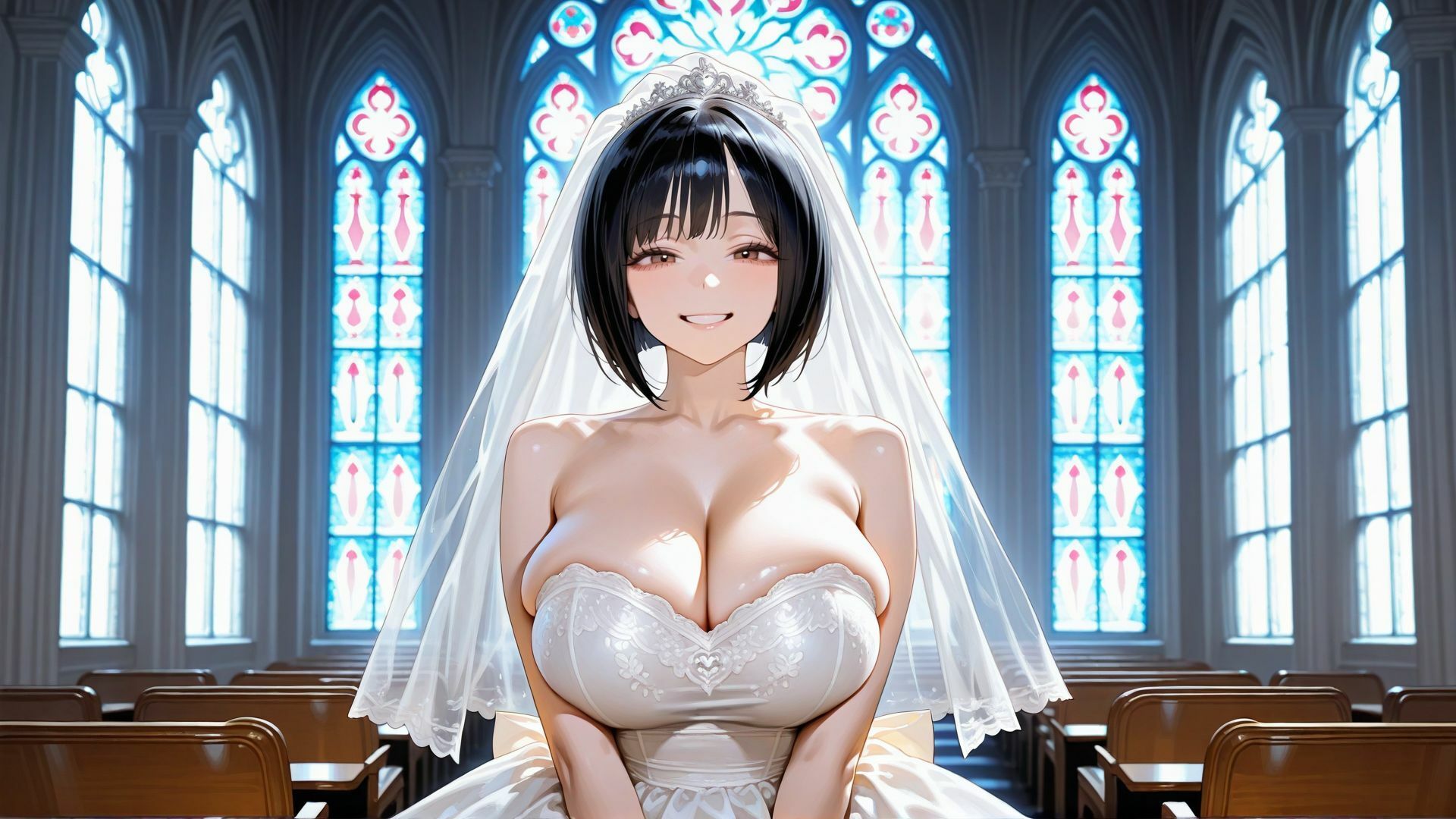 【4K】爆乳花嫁をウェディングドレスのまま濃厚中出し孕ませ