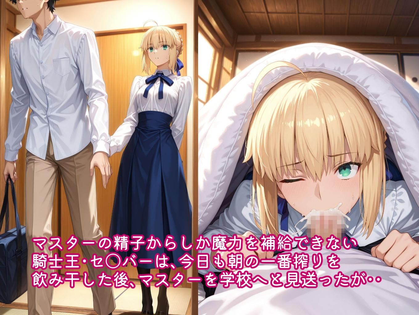 【無料エロ漫画】d_821304 騎士王、マスターを体育倉庫に連れ込み、汗だくセックスで搾精する(みみっくぼっくす)