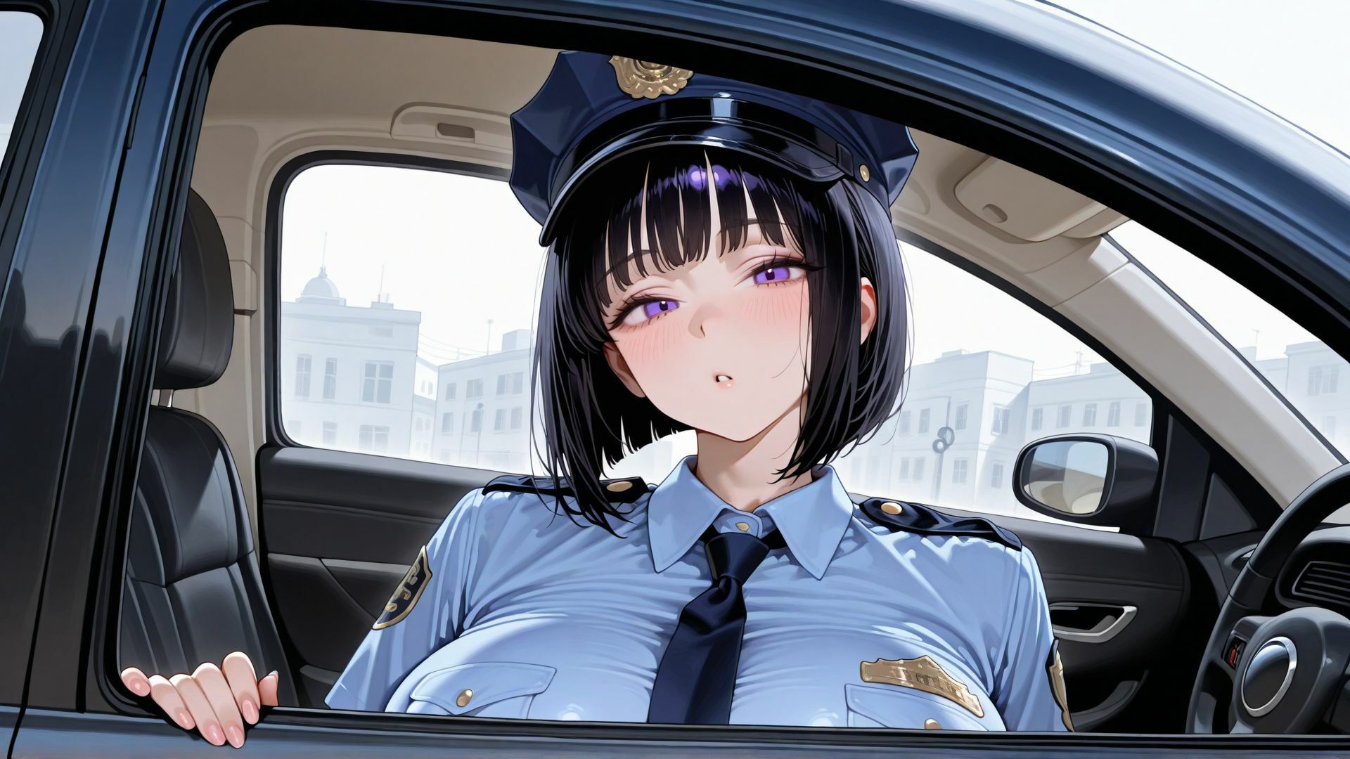 【4K】巨乳女警官の部下と濃厚中出しカーセックス 画像1