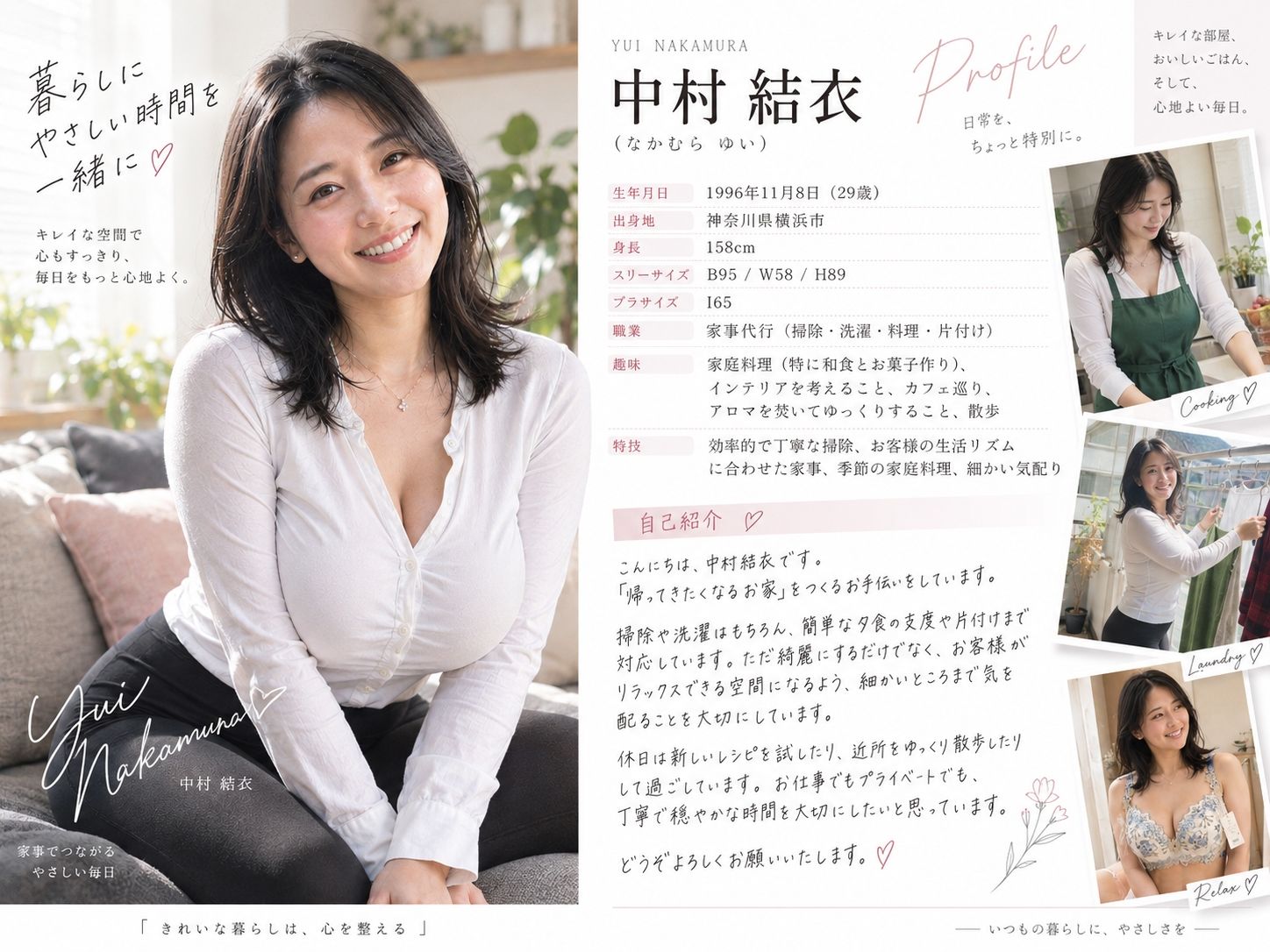 【AI生成】IMAGE VIDEO ＆ AI写真集 Vol.7 中村結衣 わかば家政婦紹介所/家事代行（29） 「エッチなお願いも笑顔でOKしてくれる  妻代行のお姉さん」 画像1