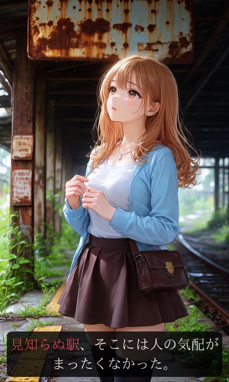 【ストーリー×イラスト｜ストーリー版】夕凪-女子大生、待ち続ける幽霊に呼吸を奪われる廃駅-【ニーソックス/首絞め/絶対領域/美少女】 画像3