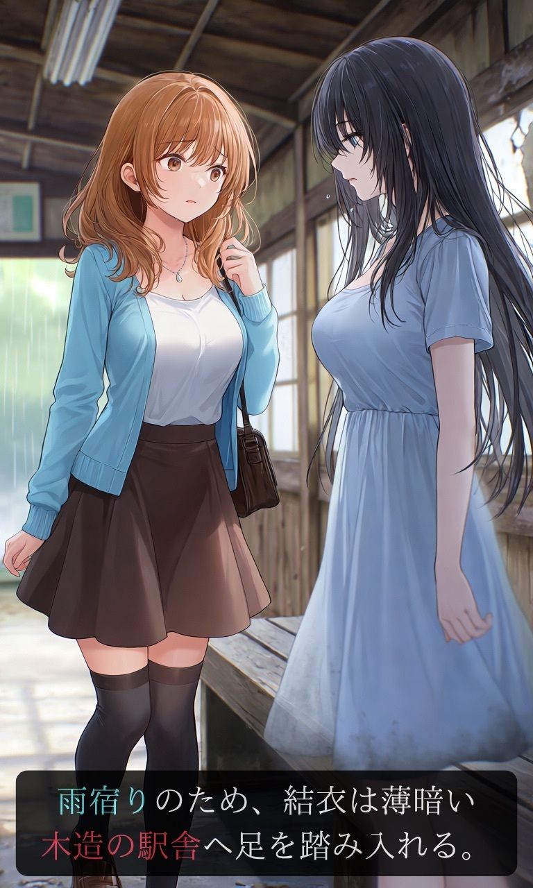 【ストーリー×イラスト｜ストーリー版】夕凪-女子大生、待ち続ける幽霊に呼吸を奪われる廃駅-【ニーソックス/首絞め/絶対領域/美少女】 画像6