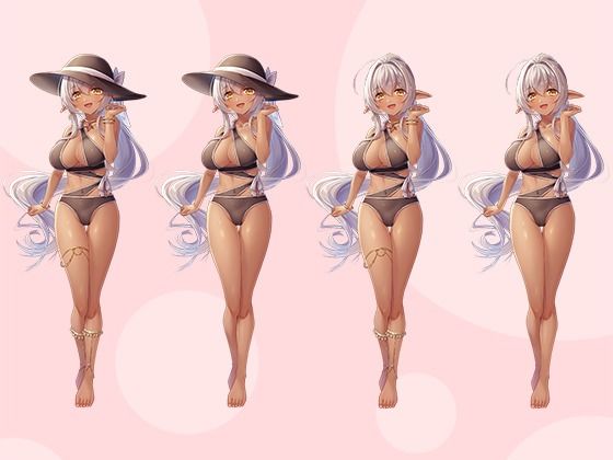【立ち絵素材R18】ダークエルフの踊り子 フルセットPSDパック