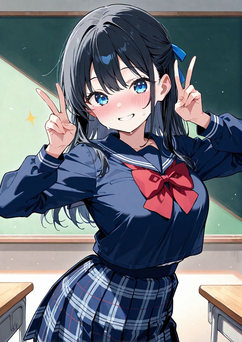 えっちなでかぱい黒髪ちゃん(でかぱいver) 恥じらいながらも大興奮教室えっち1