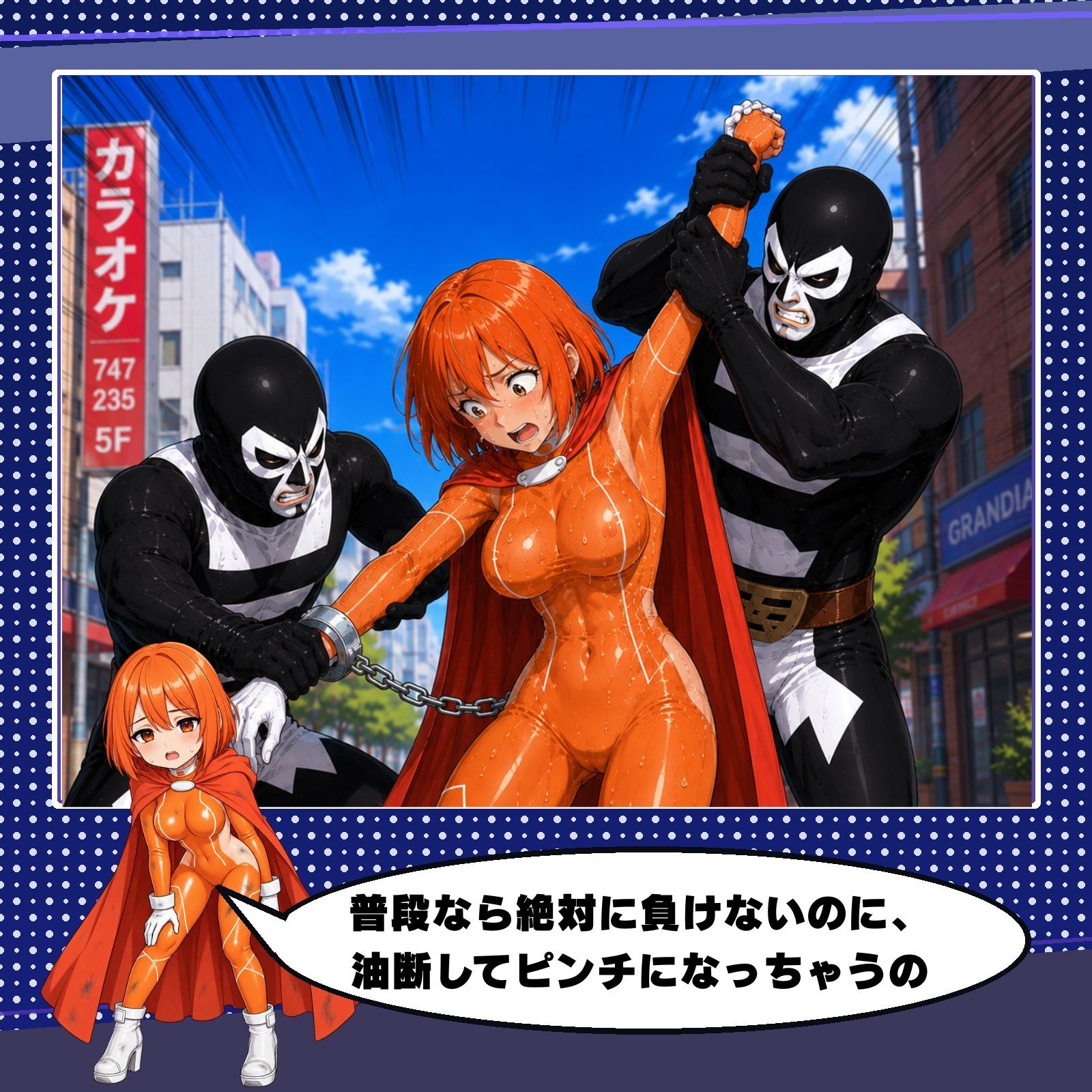 ぴっちりスーツの変身ヒロイン、オレンジガール。悪の組織に完全敗北して二度と戦えなくなる 画像3