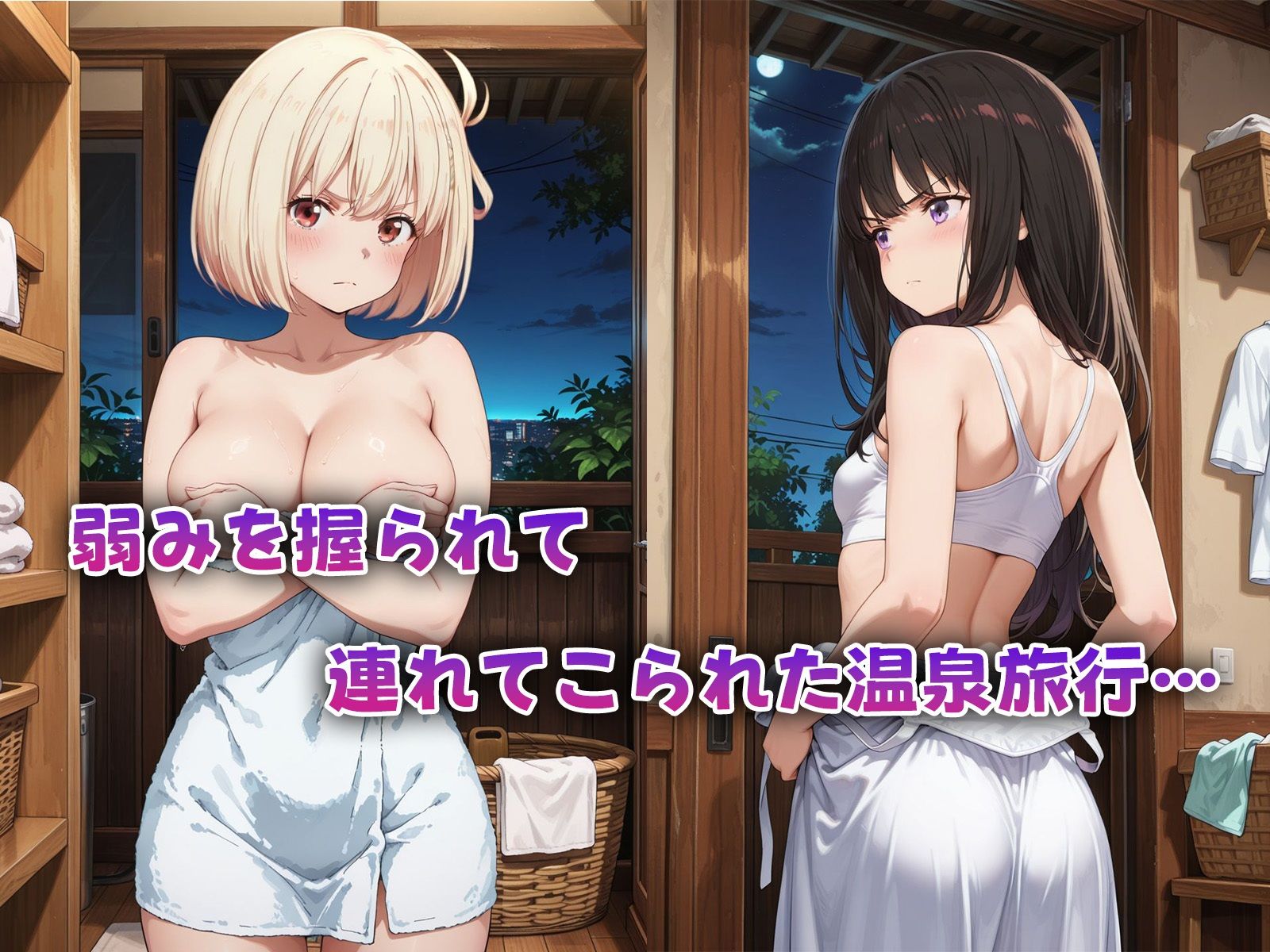 弱みを握られて温泉旅行に…快楽に溺れてしまい、ちんぽに依存しました【千束＆たきな編】の作品画像 1