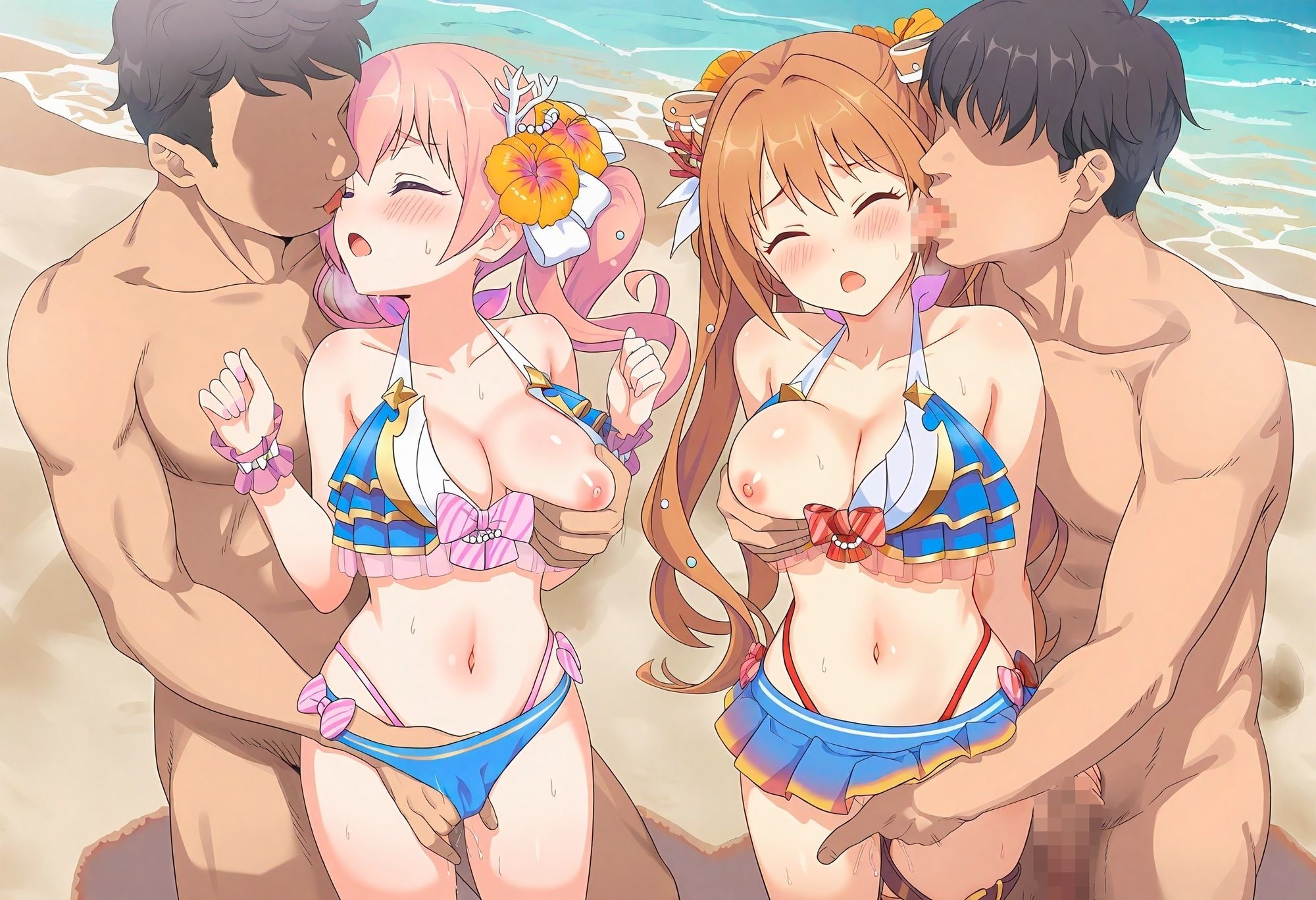 【プ◯コネR】カ◯ミナの水着乱交パーティー サンプル2