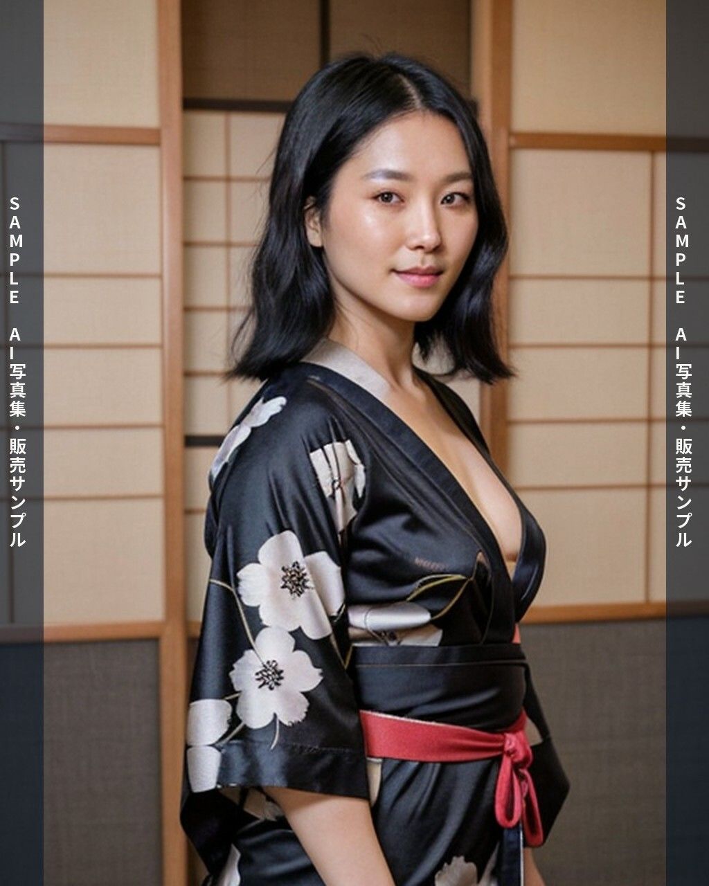 AI写真集 黒髪ロングヘアーの彼女 全150枚 温泉・浴衣・露天風呂編