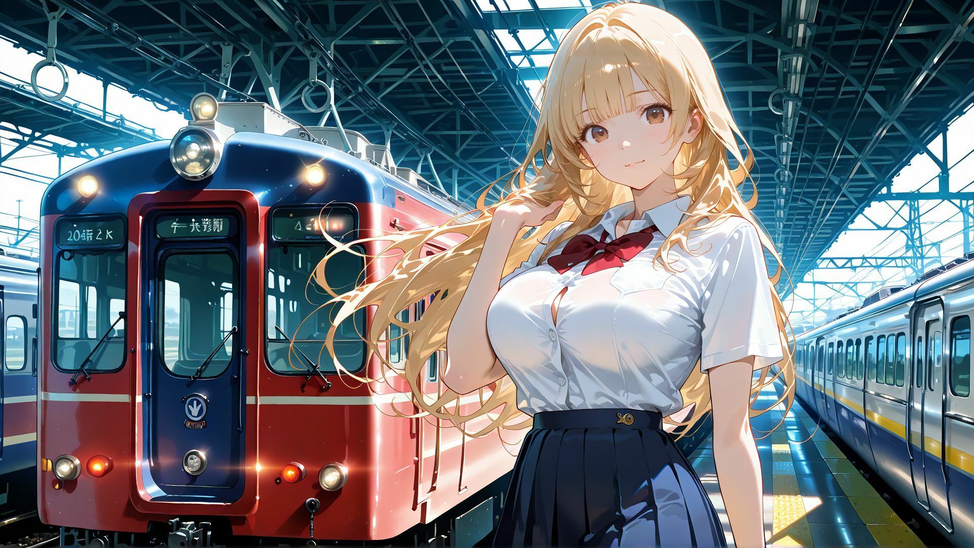【4K】電車で巨乳の童顔JK彼女と制服姿であまあま中だしセックス サンプル1