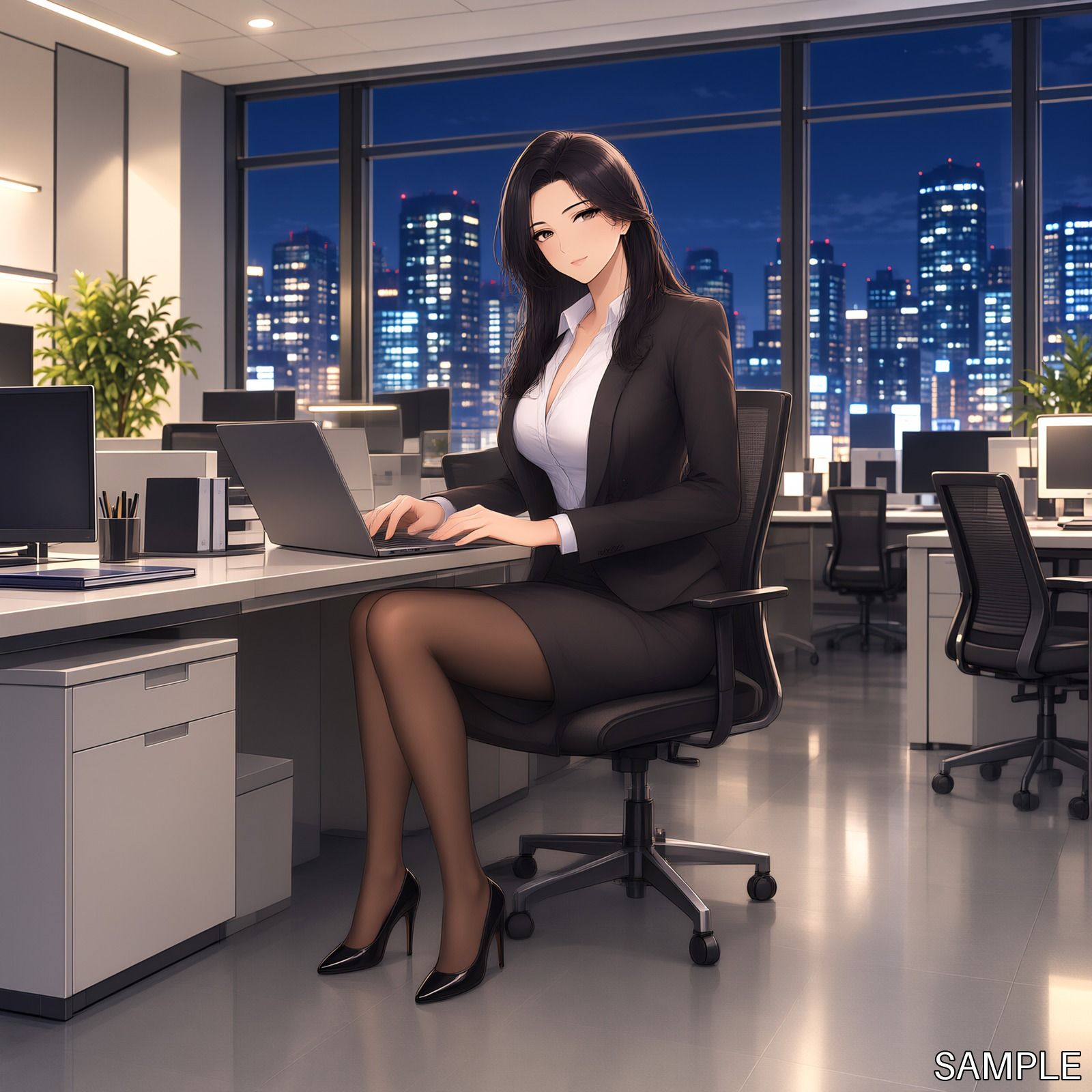 深夜残業の女性上司 ― イラストCG集 ― 画像6