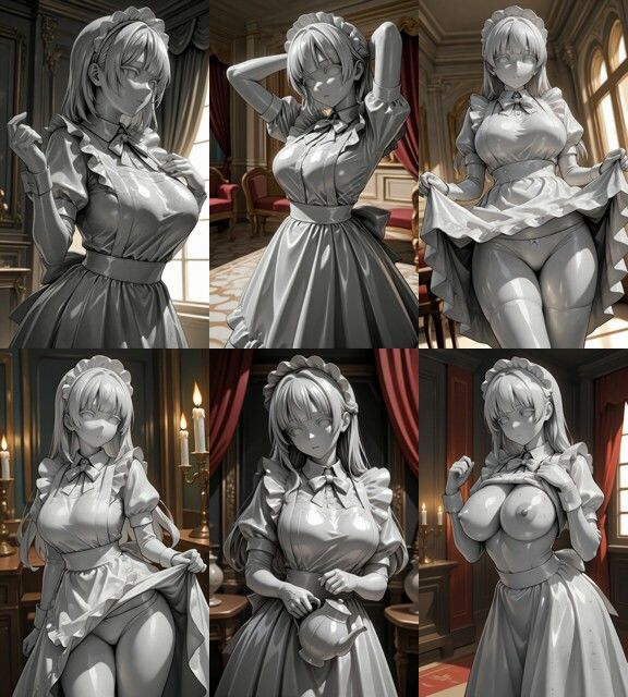 お屋敷の石化メイドさん 画像1