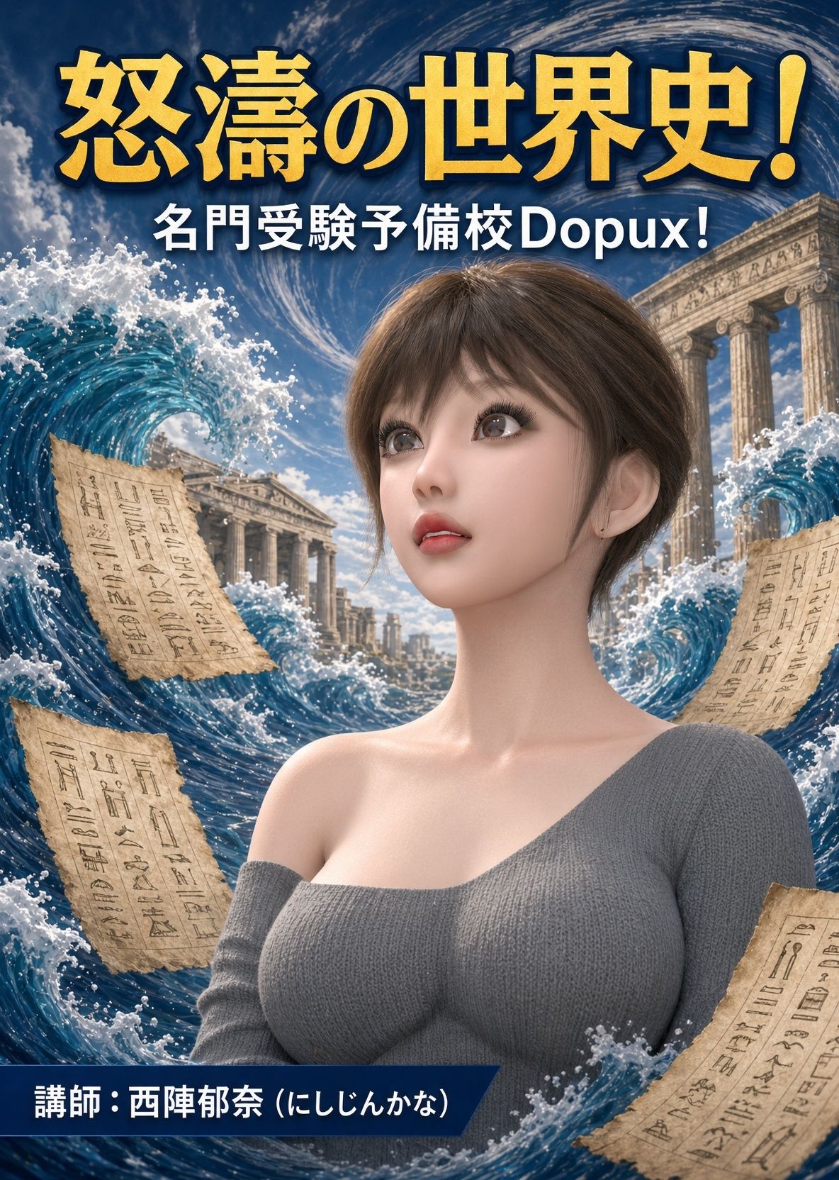 パンチラガチャ★西陣郁奈（にしじんかな）強豪予備校『DOPUX（ドピュックス）』で大学受験生向け講座（世界史）を教える名物講師！（Vol.008:巨大都市カホキアはなぜ繁栄したのか？）のサンプル画像 1