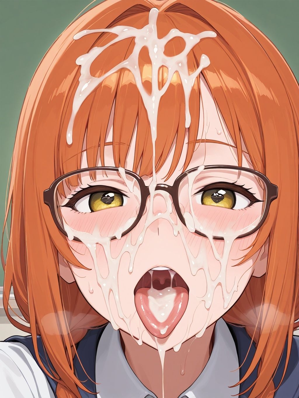 眼鏡娘にぶっかけザーメン サンプル画像 1