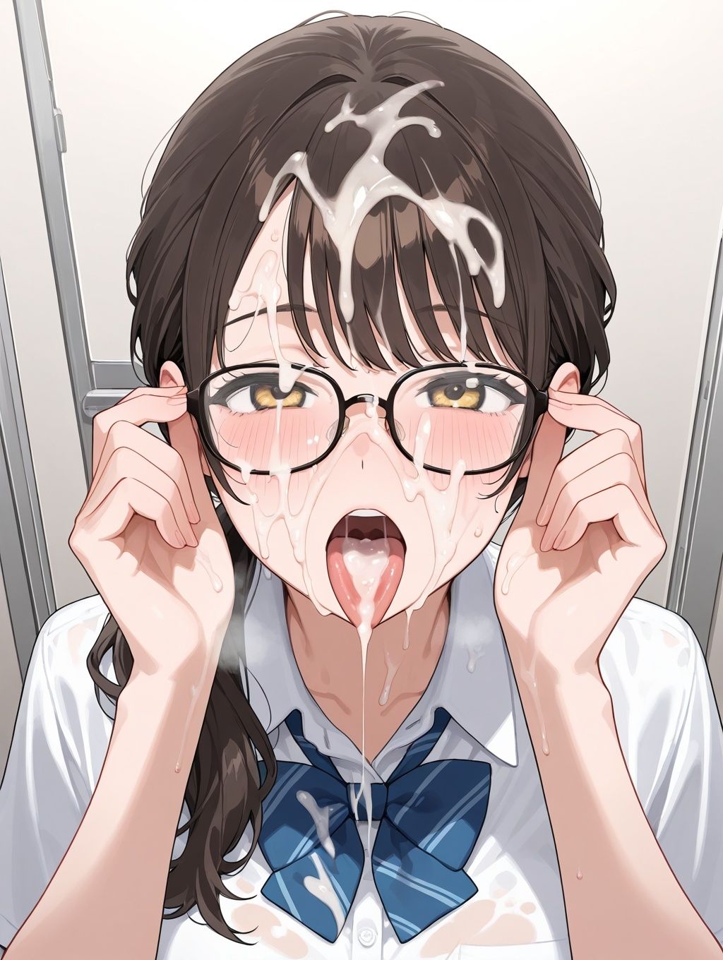 眼鏡娘にぶっかけザーメン