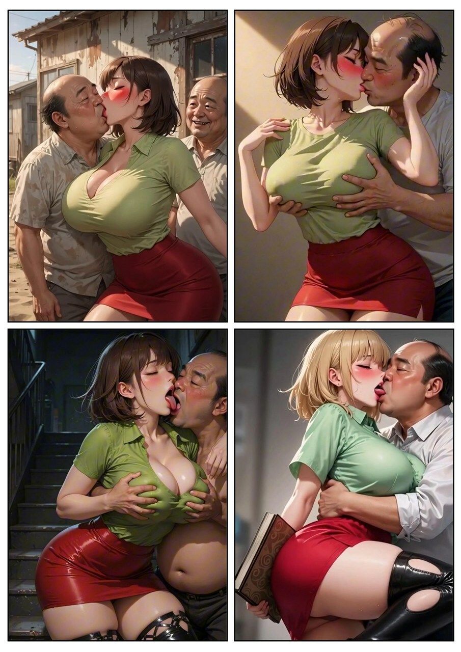 美女とおじさんのディープキス キス好き大集合♪7 画像7