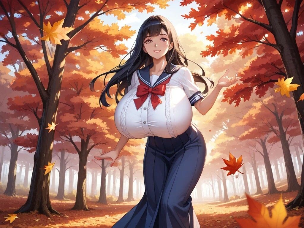 ファーストフード店美女と紅葉を満喫する美女と婦人警官と下町を下校するセーラー服美女 サンプル画像3