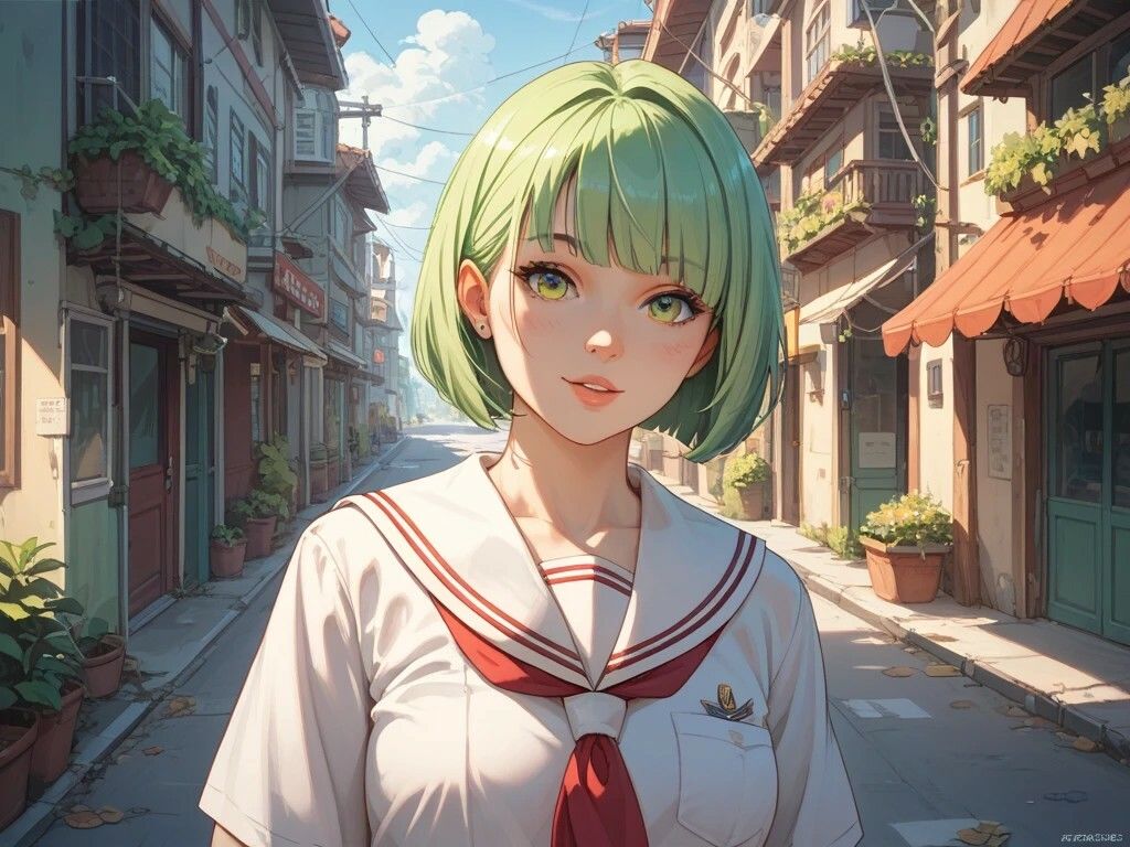 ファーストフード店美女と紅葉を満喫する美女と婦人警官と下町を下校するセーラー服美女 サンプル画像9