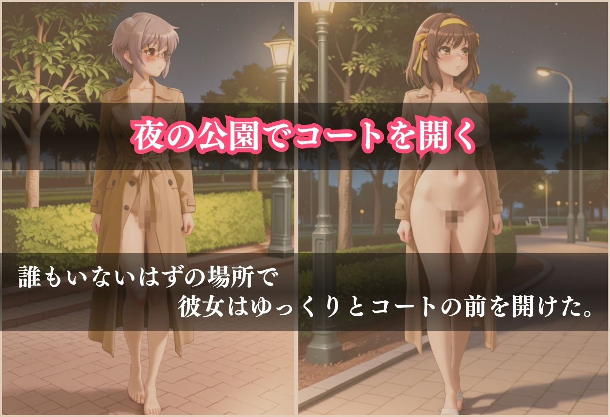 夜の公園でコートを開けて〜全裸のまま潮を吹き、男に捕まるまで〜 画像1