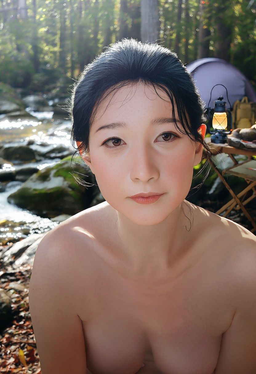 熟れた彼女と、森の奥でふたり。 ― 人妻熟女×年下男・山奥キャンプCG集 ― 画像1