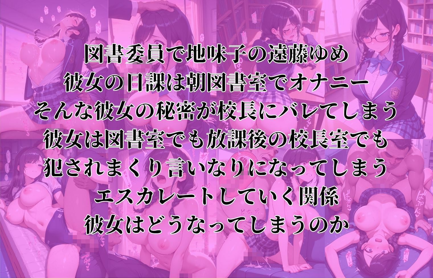 女子校生性指導〜オナニー好き図書委員が校長にバレて犯●れまくる〜 画像1