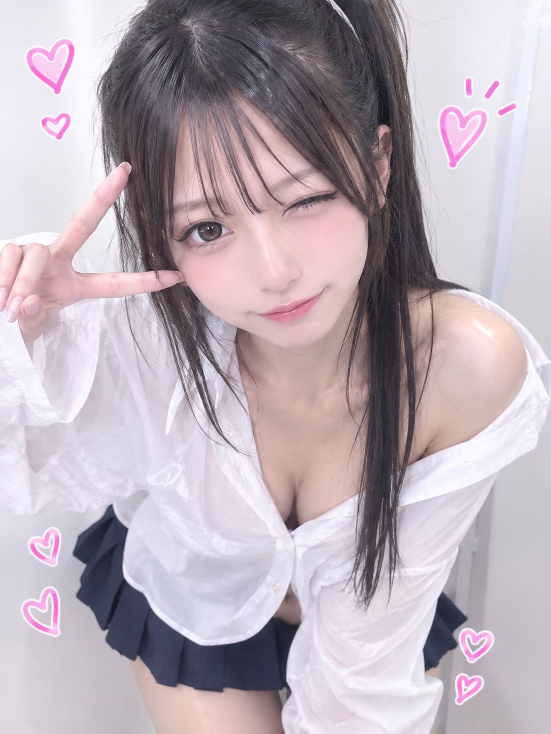 【AI高精細】放課後プリクラ〜清楚な制服ギャルと密室あざとポーズ画像集【10枚組】