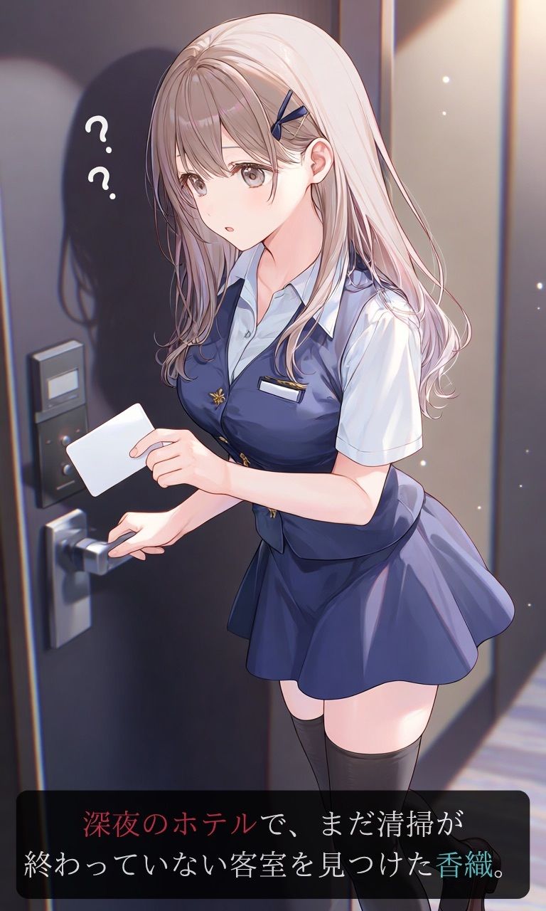 【ストーリー×イラスト｜Short】真面目なホテルスタッフ、ベッドから伸びる黒い手に呼吸を奪われる深夜の客室【ニーソックス/首絞め/絶対領域/美少女】 画像2