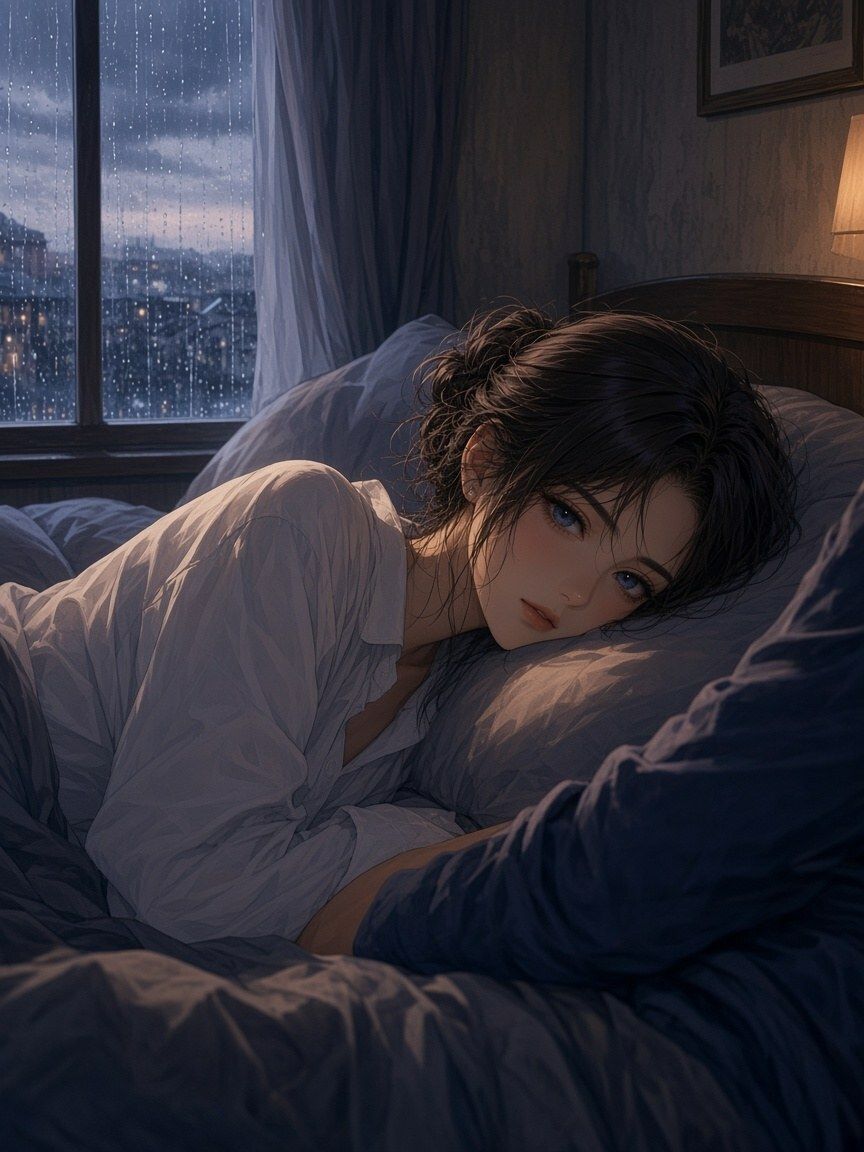 AI生成・差分付き 雨音と、となりの吐息 画像2