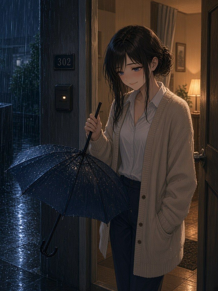 AI生成・差分付き 雨の土曜、また先輩の部屋で 画像4