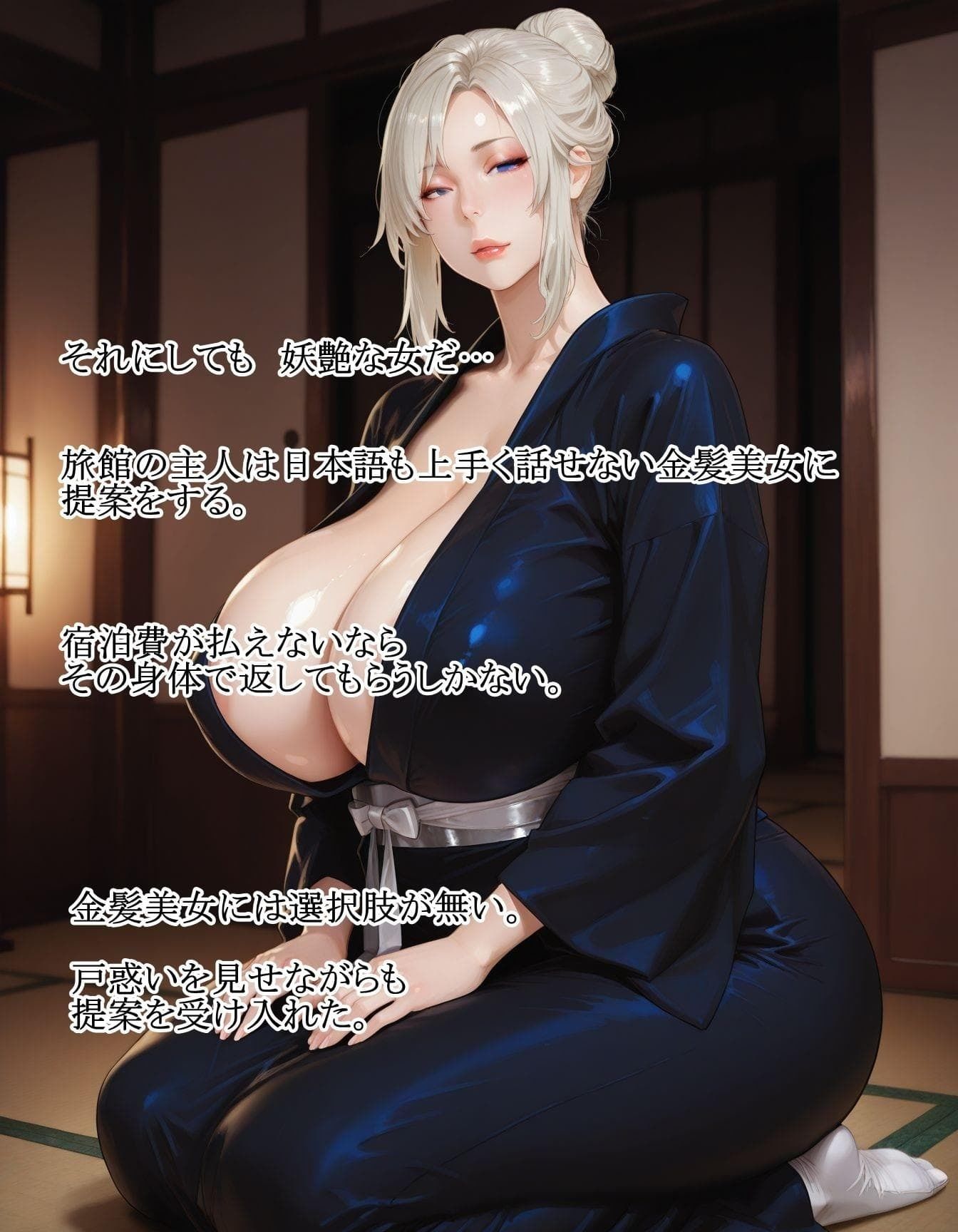 温泉旅館に取り残された爆乳金髪美女 画像2