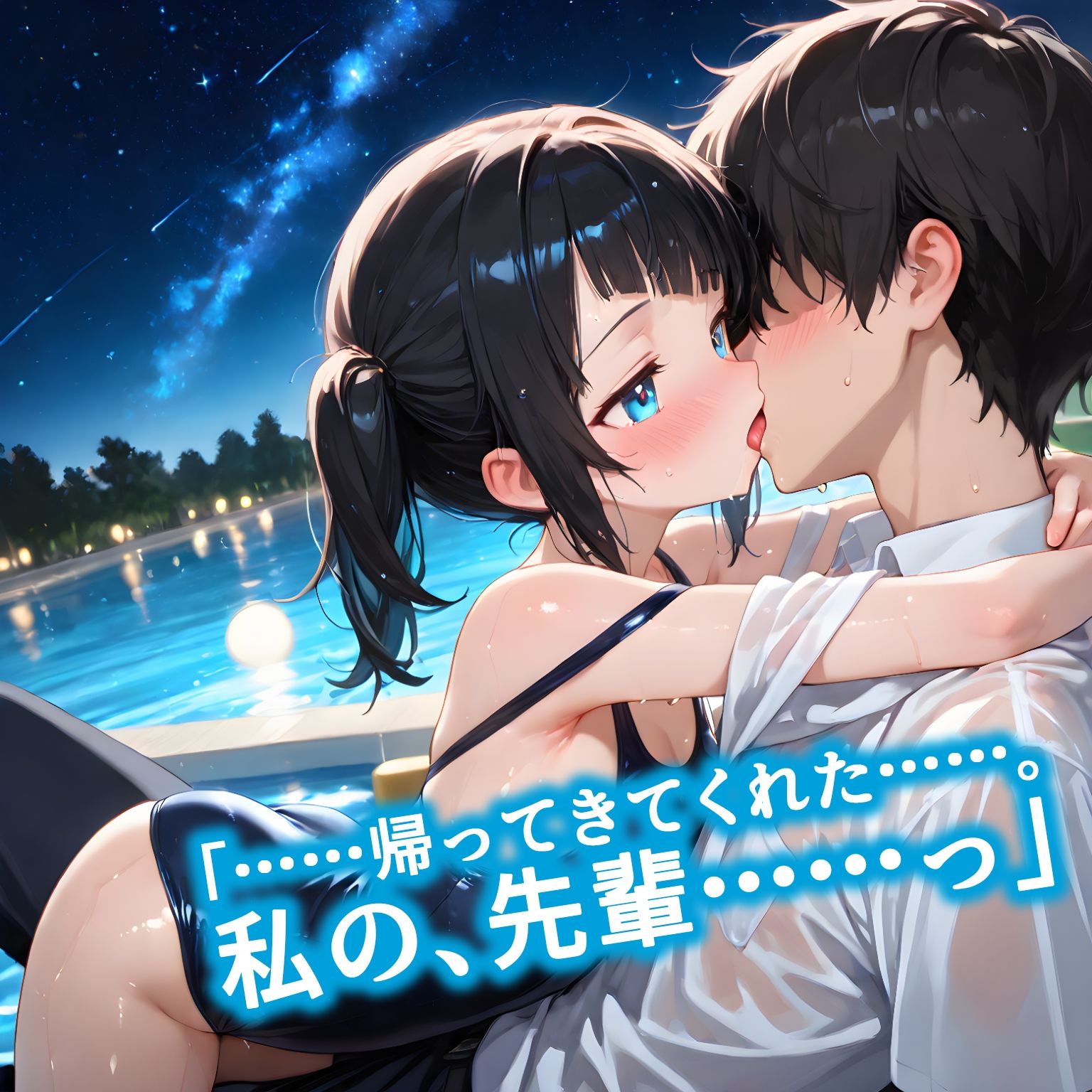 『プールサイドの放課後』〜強がりスク水後輩・涼乃が夜のプールで見せた恍惚と涙〜のサンプル画像 1