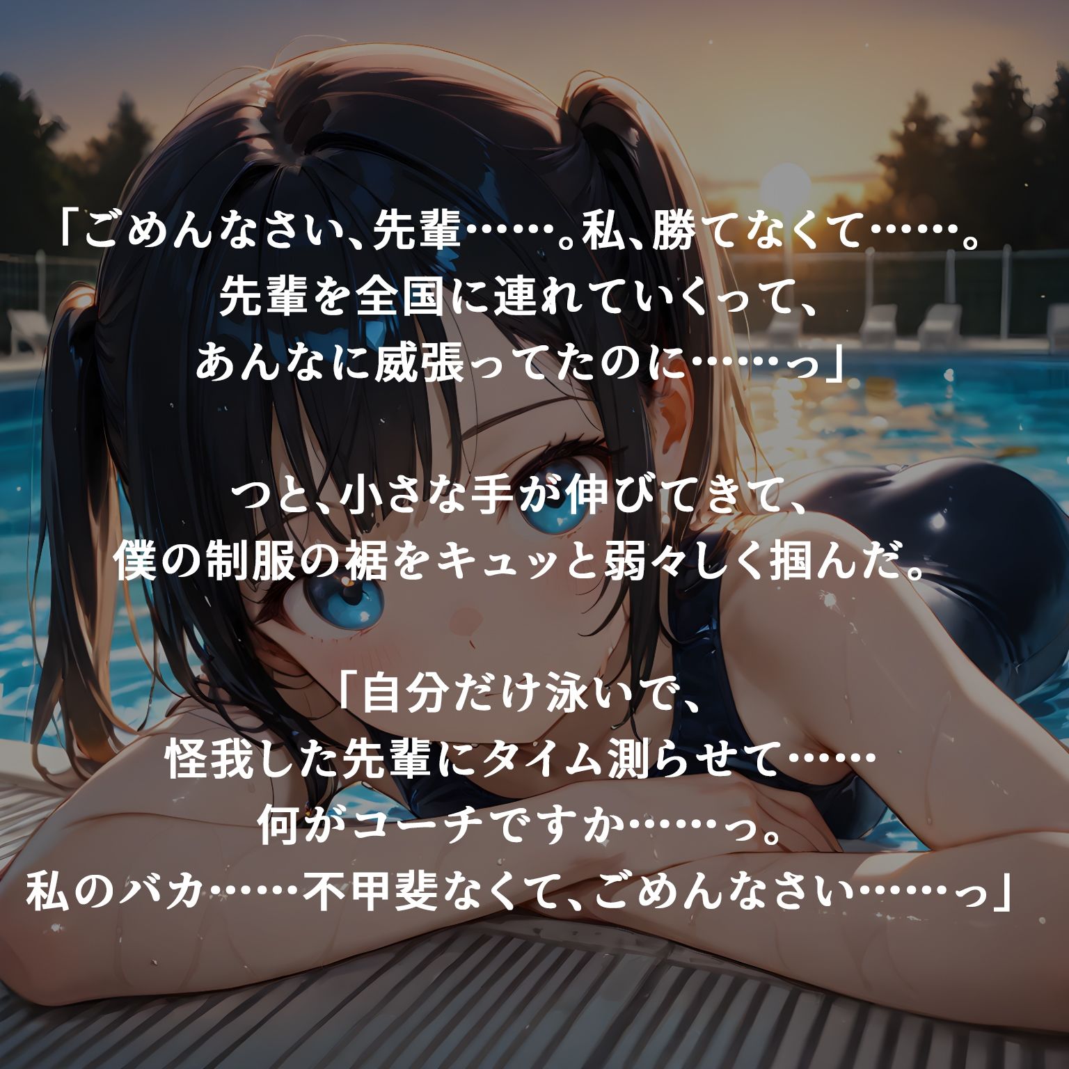 『プールサイドの放課後』〜強がりスク水後輩・涼乃が夜のプールで見せた恍惚と涙〜のサンプル画像 6