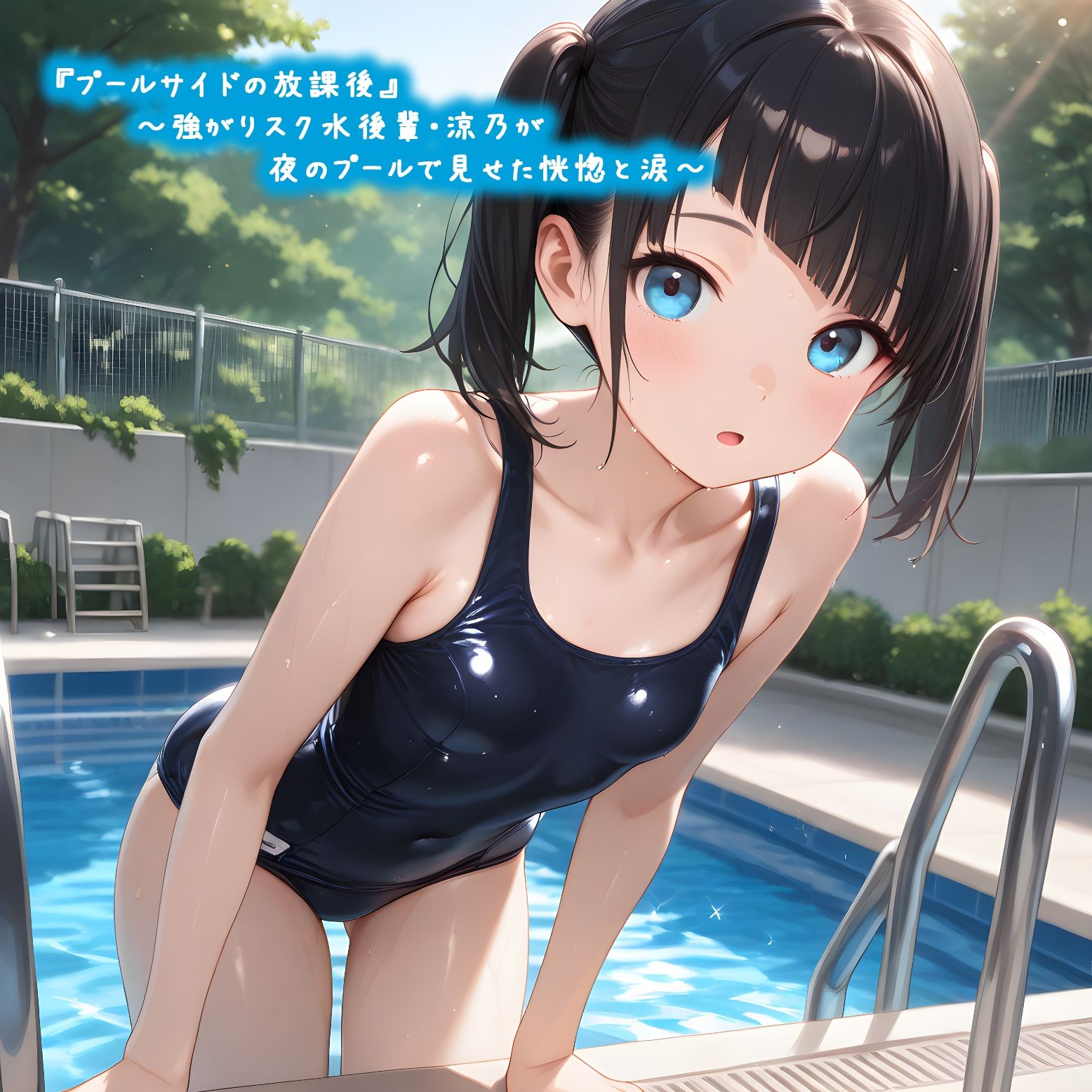 『プールサイドの放課後』〜強がりスク水後輩・涼乃が夜のプールで見せた恍惚と涙〜のサンプル画像 8