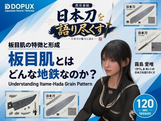 パンチラガチャ★霧島 愛唯（きりしま めい）『日本刀を語り尽くす』第1章-まず「日本刀とは何か」を知る（026-板目肌とはどんな地鉄なのか？）【Ozone_Layer】