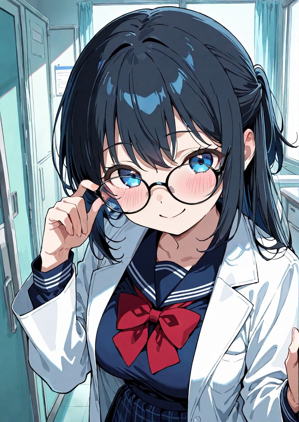 でかぱいでえっちな黒髪ちゃん(でかぱいver) いちゃいちゃ発情の保健室えっち 画像1
