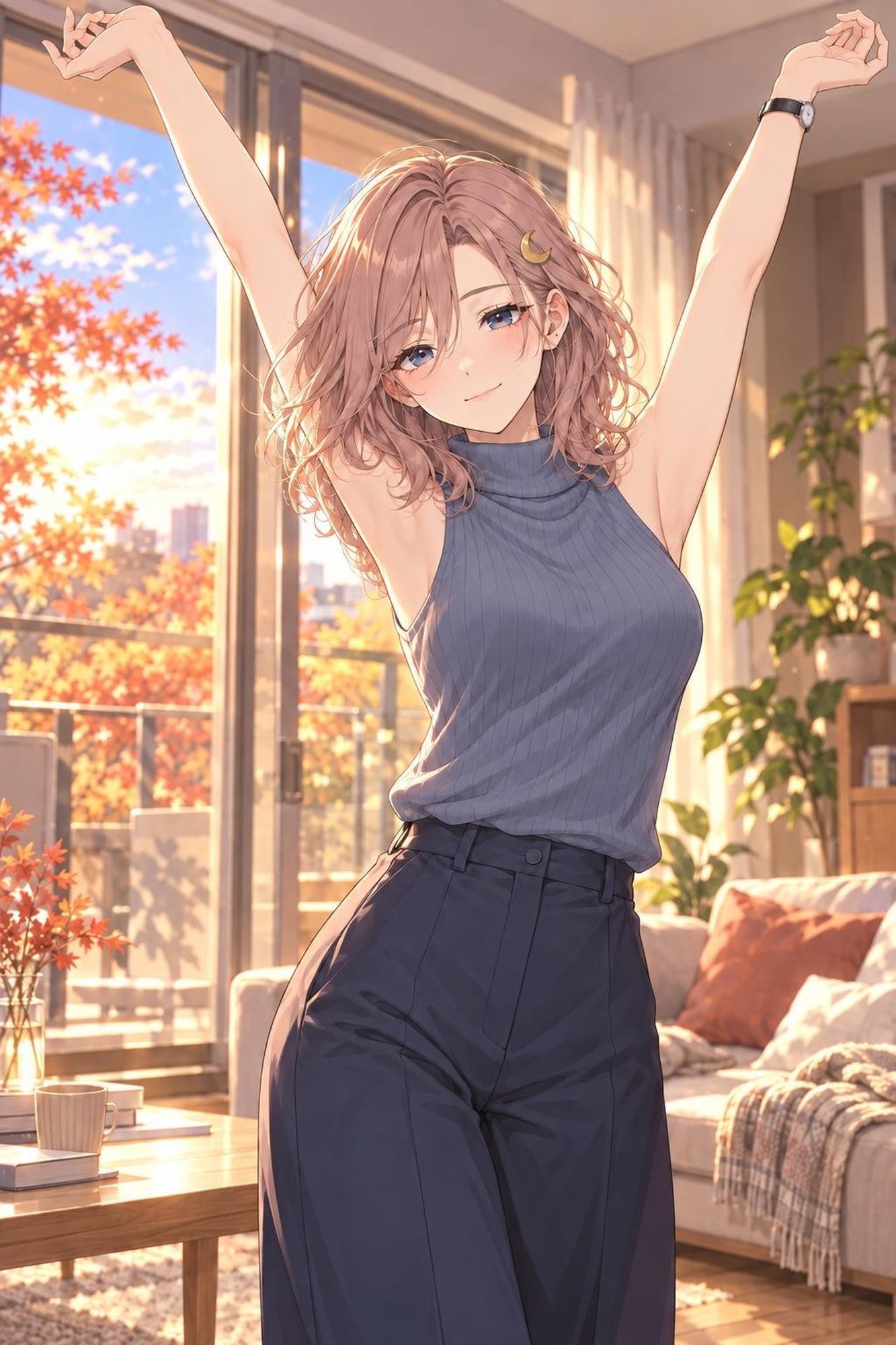 白衣の彼女と過ごす、秋の夕暮れとオフィスの夜 画像1