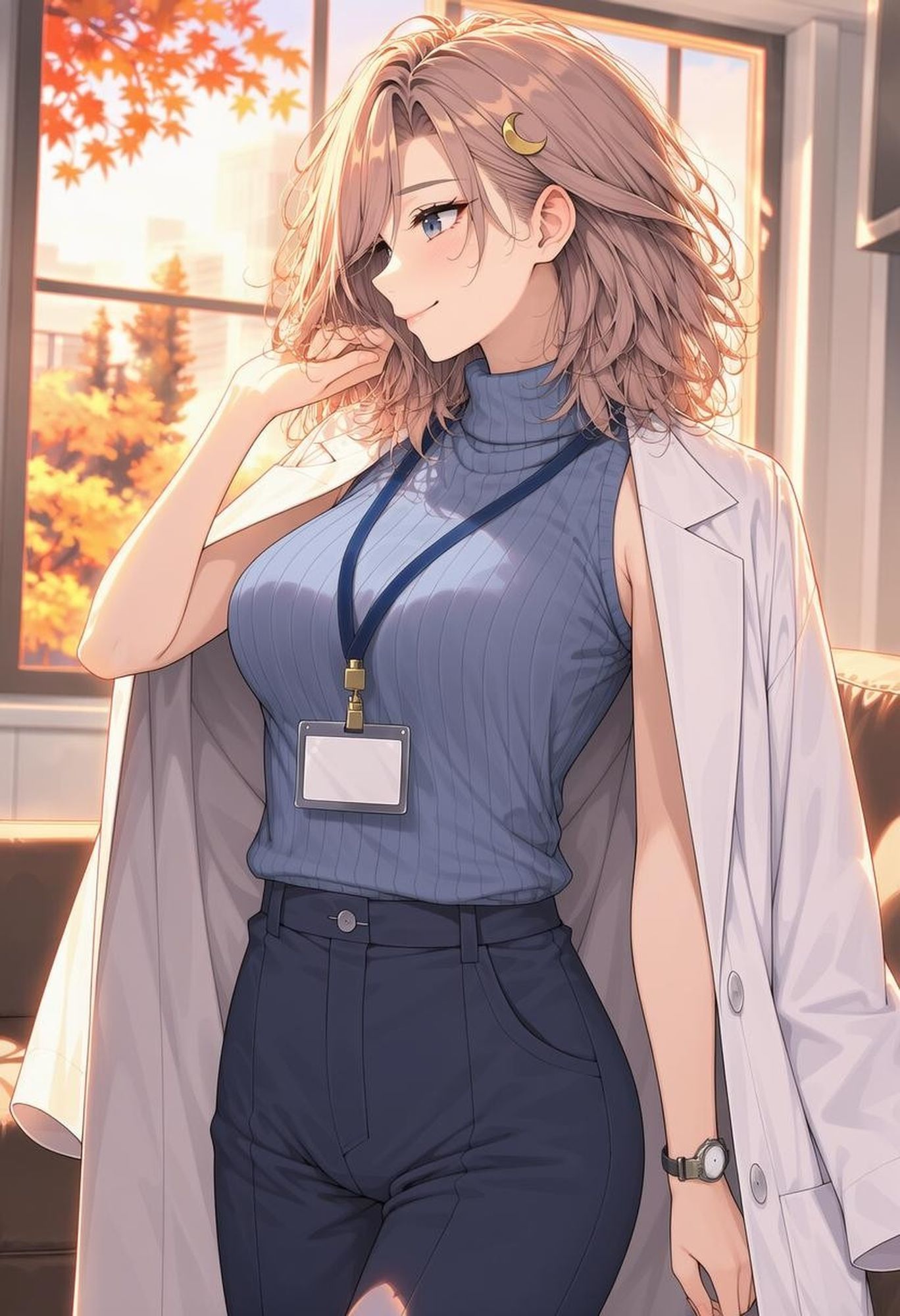 白衣の彼女と過ごす、秋の夕暮れとオフィスの夜 画像3